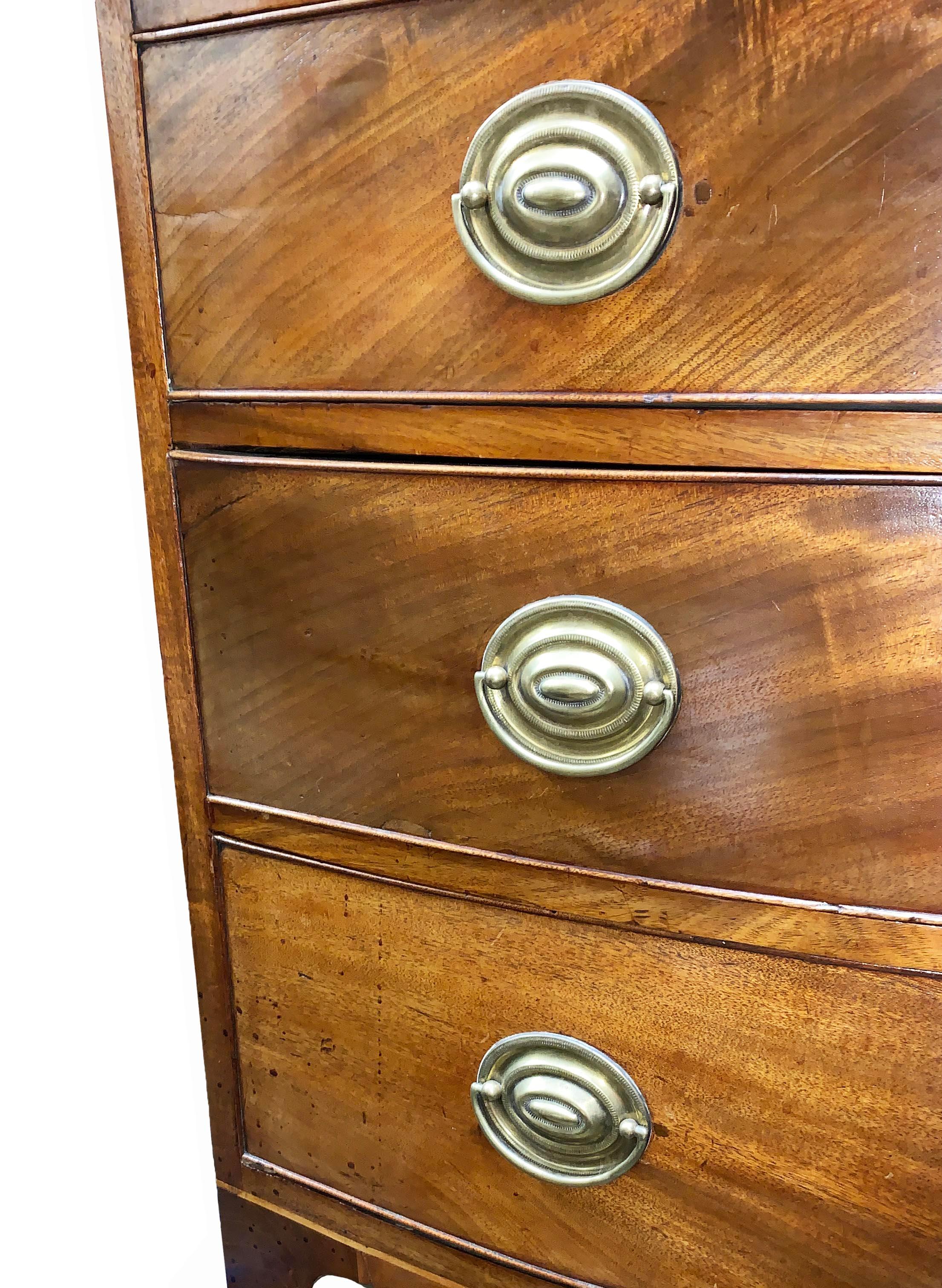 English Late 18th Century Georgian Mahogany Bowfront Chest of Drawers
