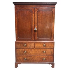 Antique Late 18th Century Georgian Mahogany Linen Press Cupboard