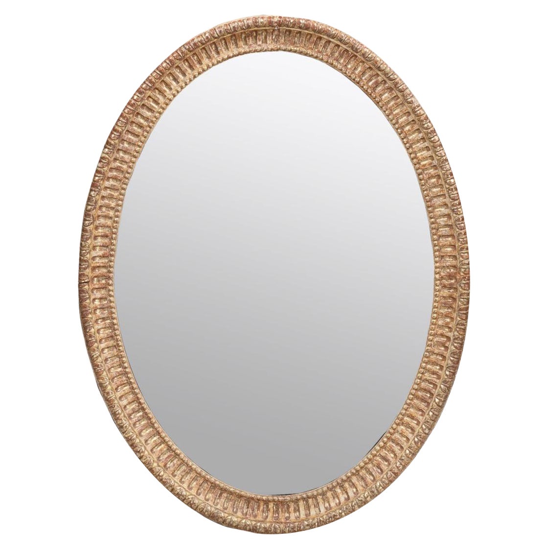 Miroir ovale en bois doré géorgien de la fin du XVIIIe siècle en vente