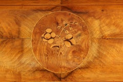 Segretario Luigi XVI tedesco della fine del XVIII secolo, noce, intarsio, scrivania a cilindro