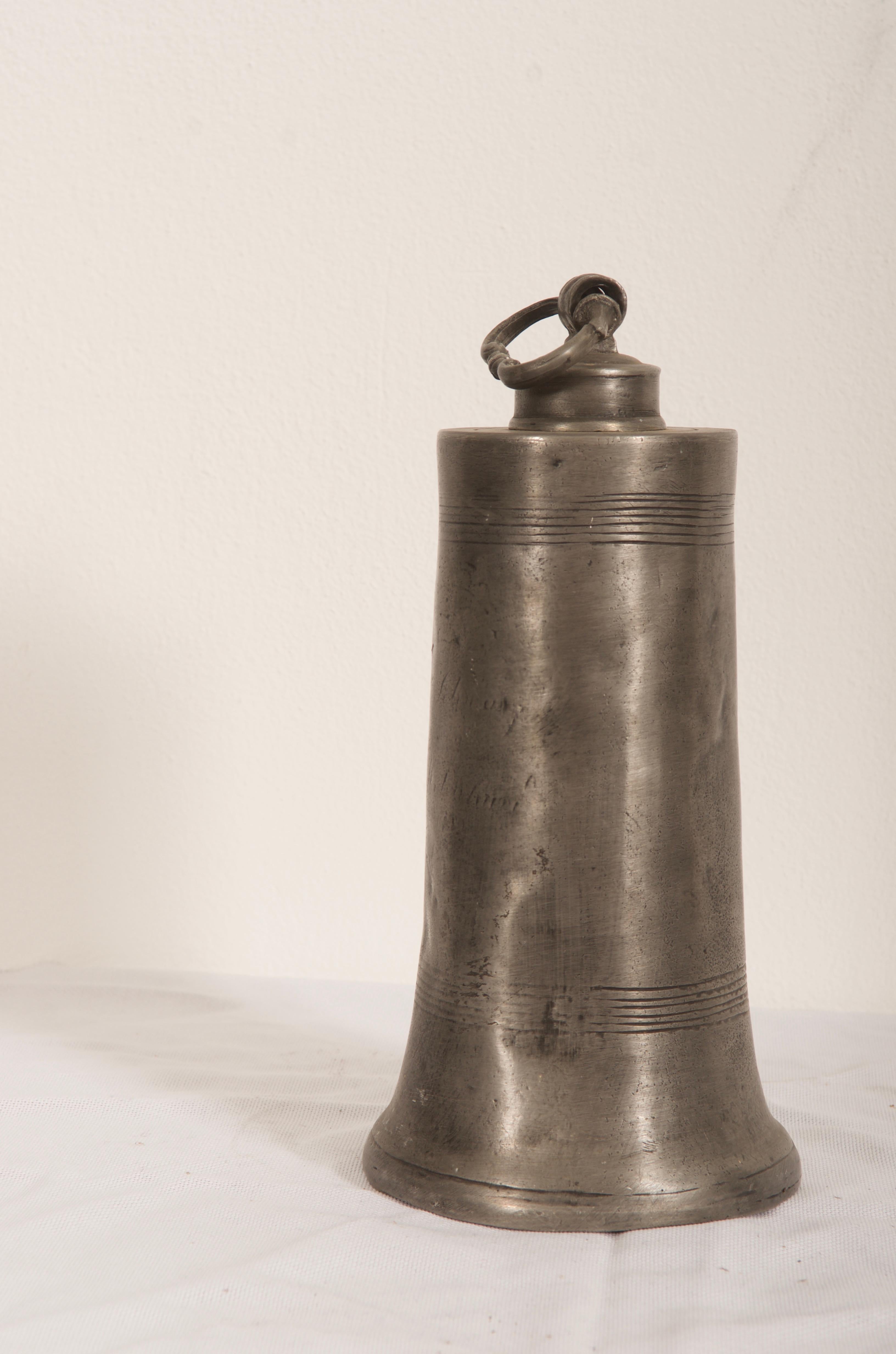 Tin bottle with screw lid made in Germany, second half of the 1700.