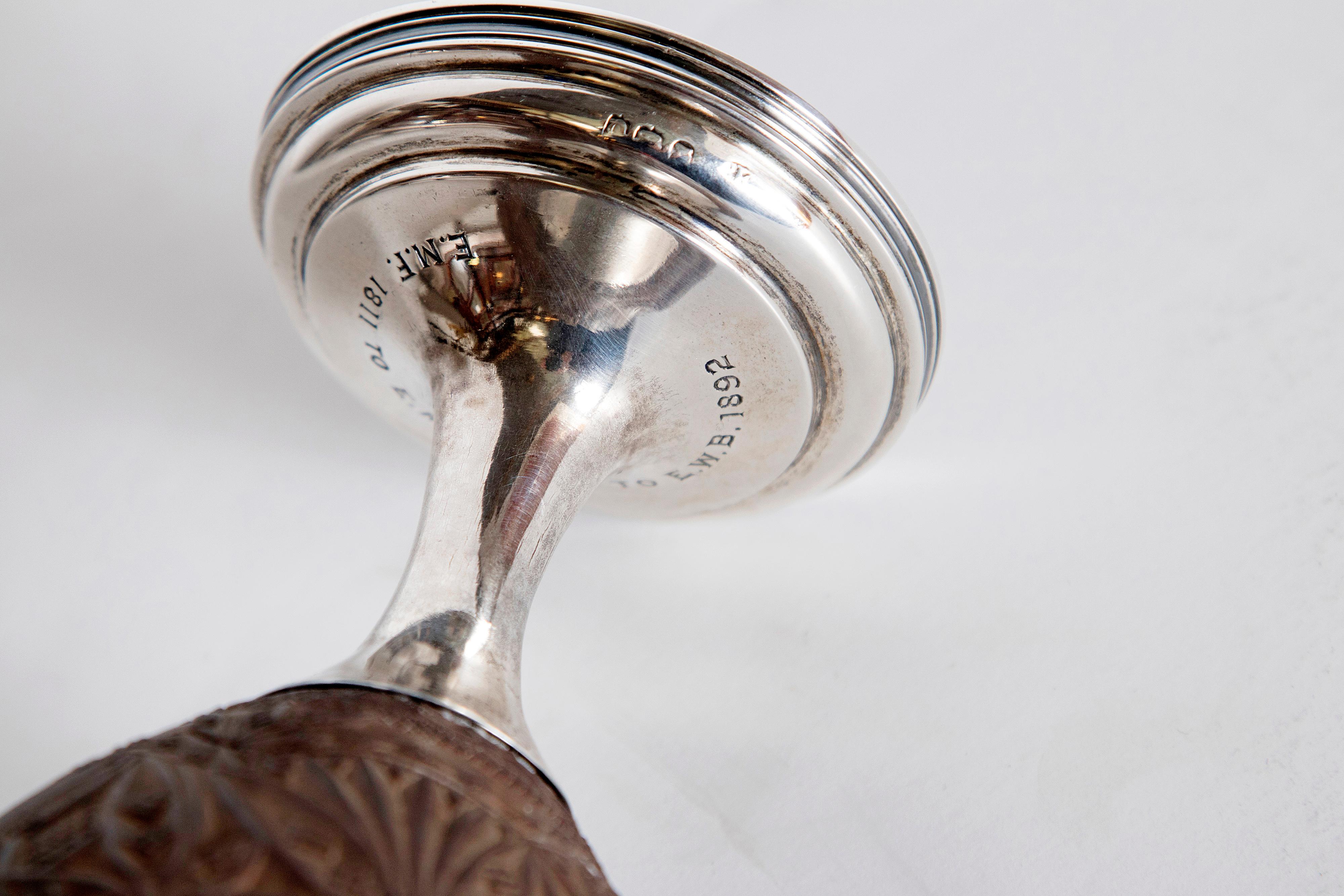 Late 18th Century Geroge III Coconut and Silver Goblet by Charles Hougham For Sale 5