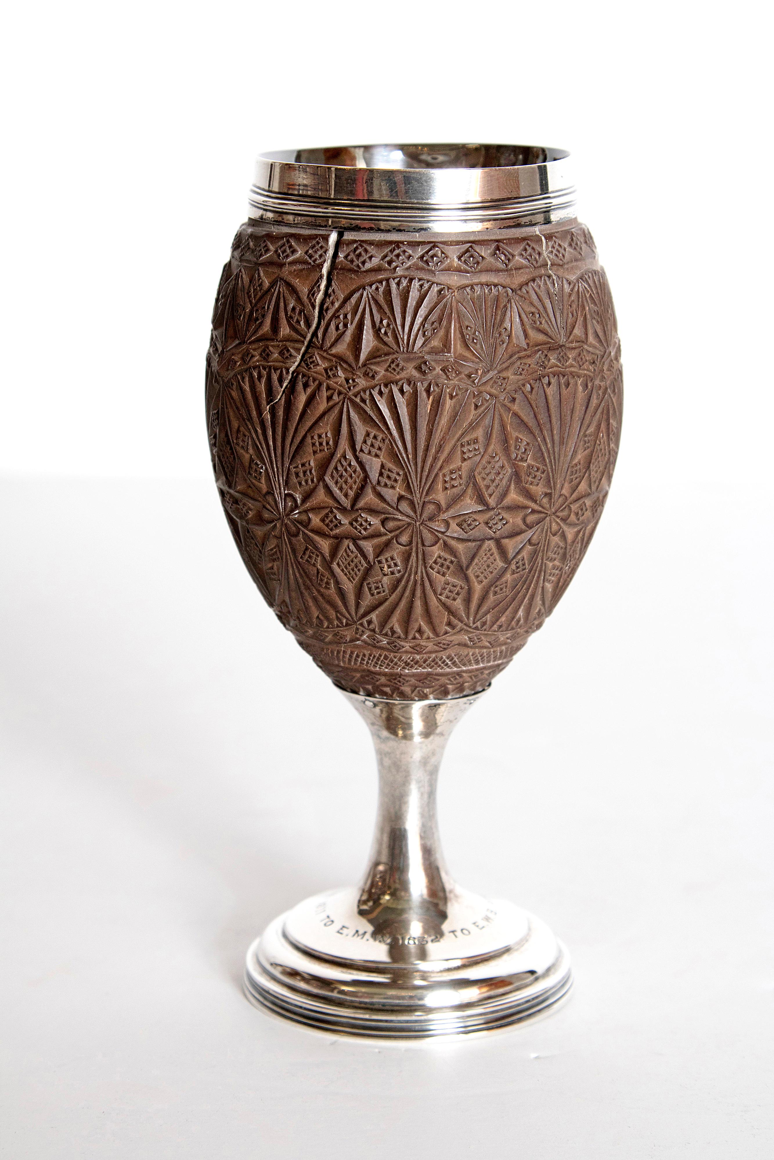 George III Late 18th Century Geroge III Coconut and Silver Goblet by Charles Hougham For Sale