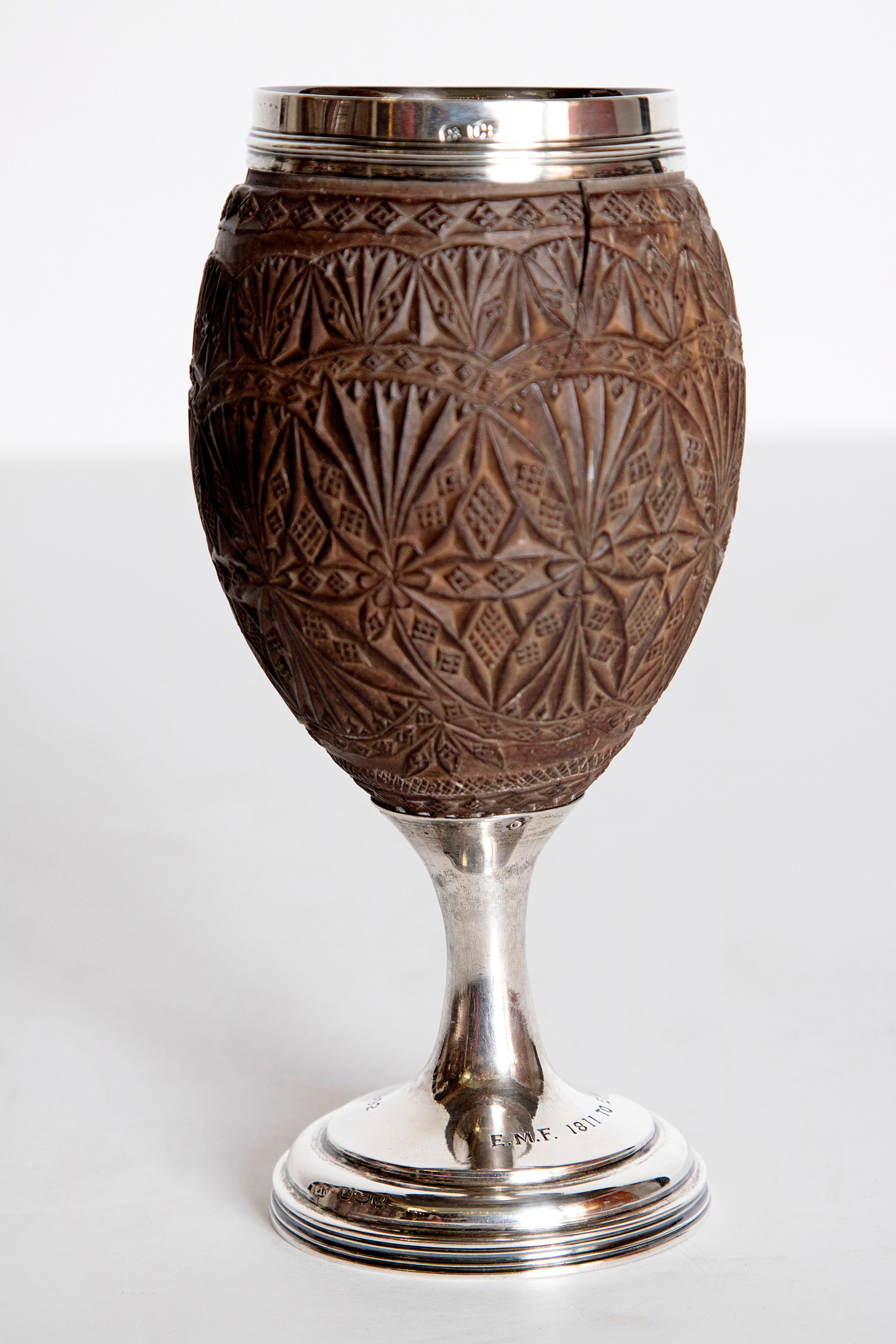 Late 18th Century Geroge III Coconut and Silver Goblet by Charles Hougham For Sale 2