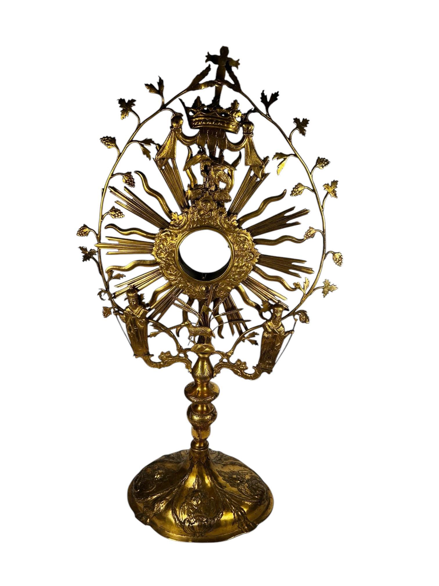 Vergoldete italienische Monstrance des späten 18. Jahrhunderts im Zustand „Gut“ im Angebot in Dallas, TX