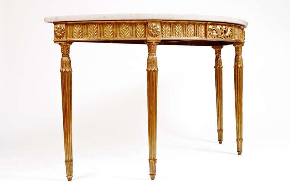 George III Late 18th Century Gilt Console Table with Inlaid Marble Top For Sale