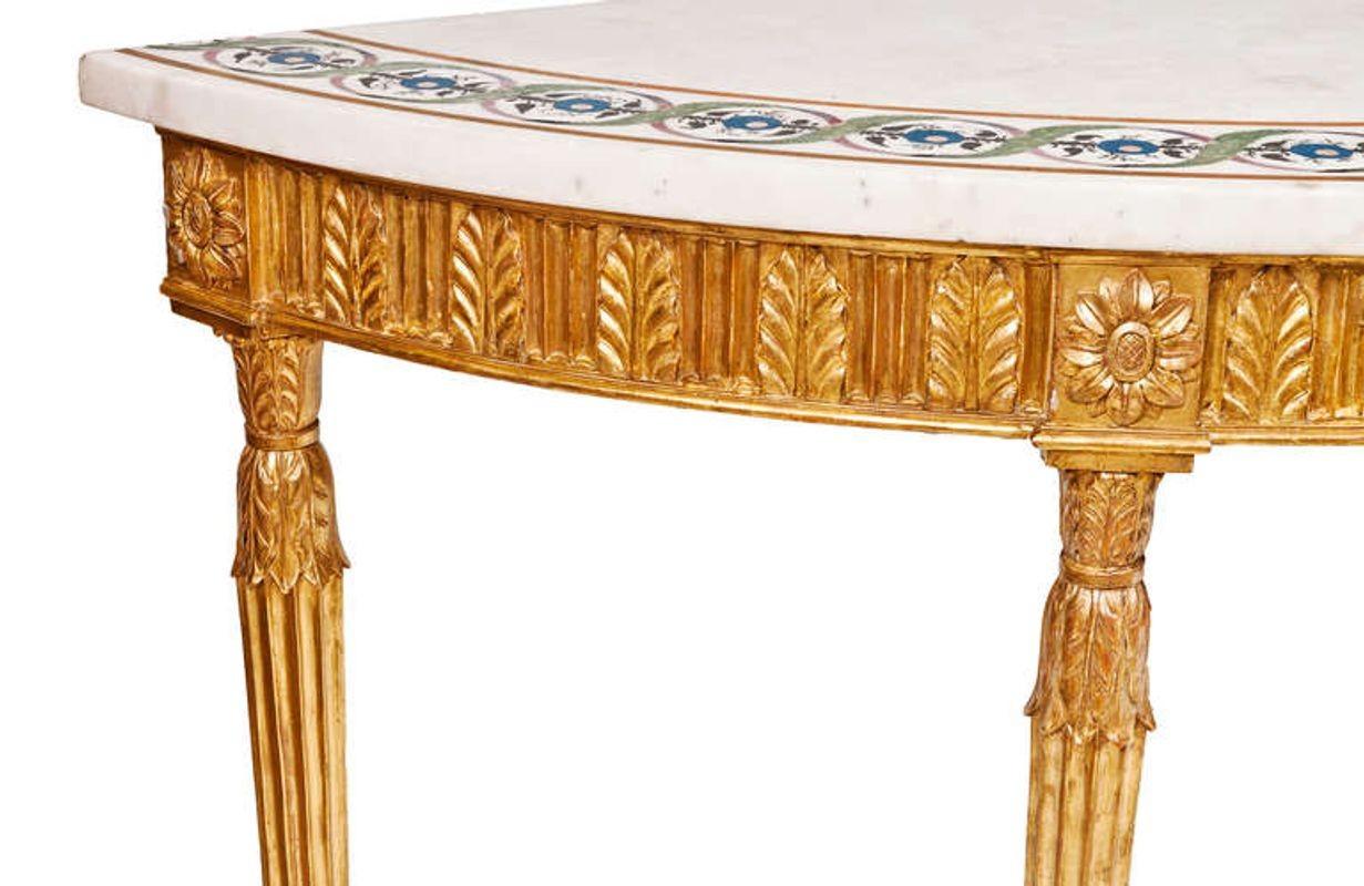Late 18th Century Gilt Console Table with Inlaid Marble Top In Excellent Condition For Sale In New York, NY