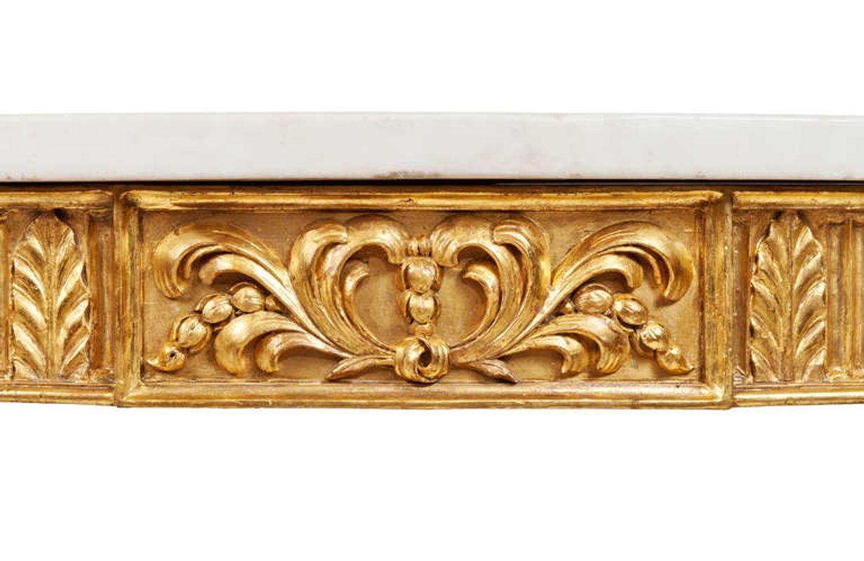Late 18th Century Gilt Console Table with Inlaid Marble Top For Sale 2