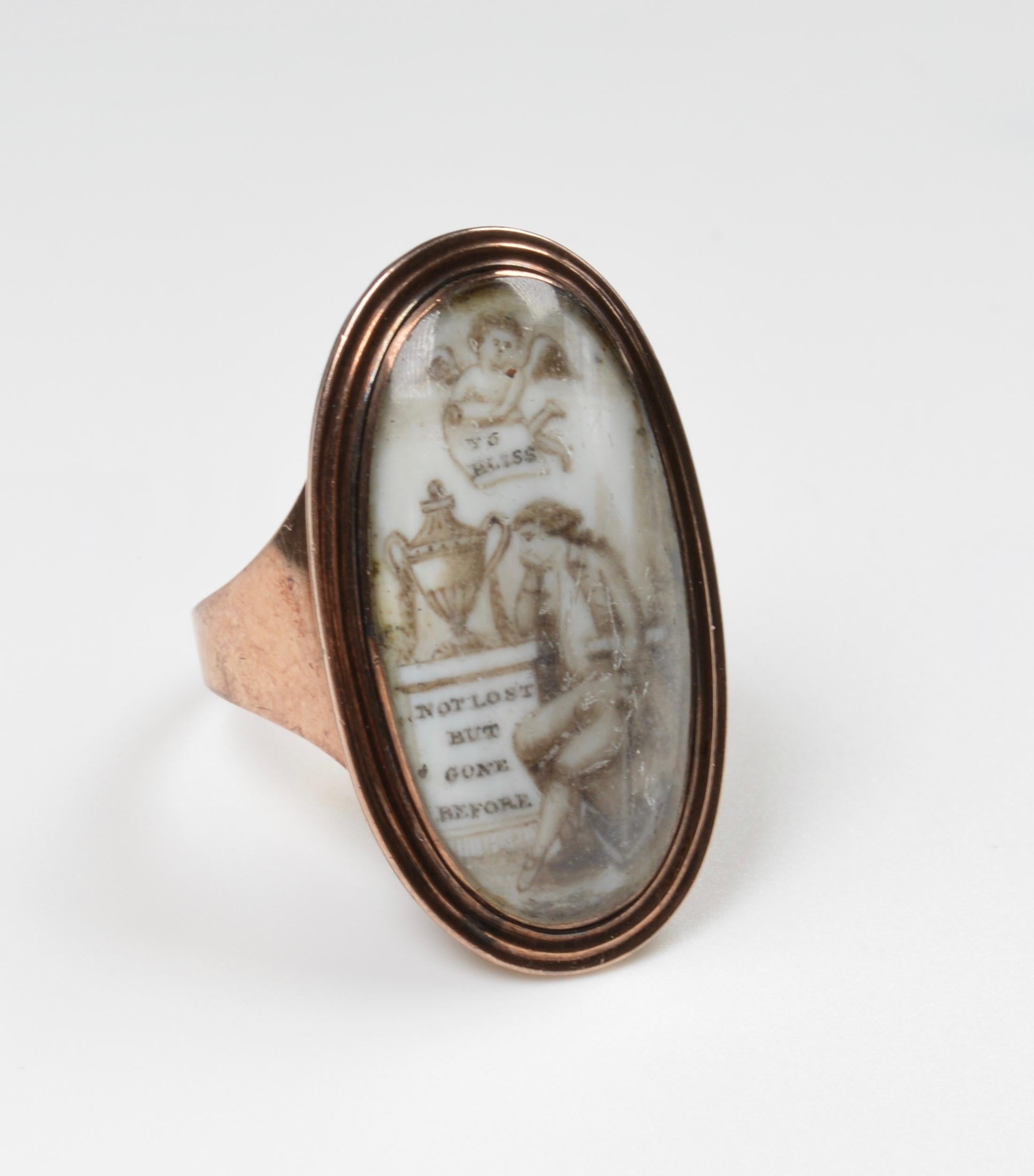Regency Late 18th Century Gold and Enamel Mourning Ring