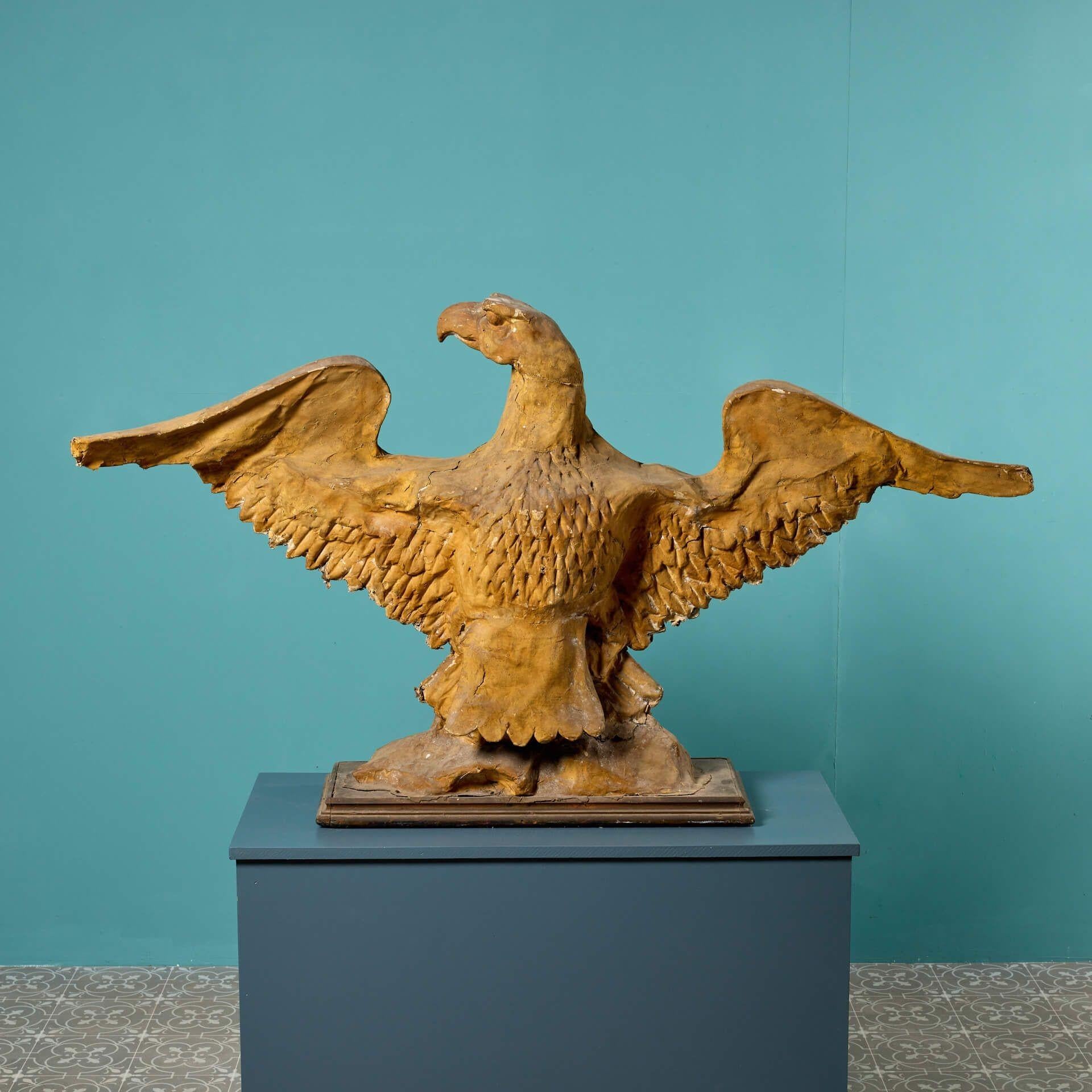 Late 18th Century Golden Painted Eagle Statue In Fair Condition For Sale In Wormelow, Herefordshire