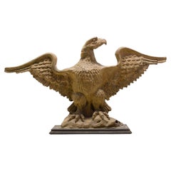 Antique Late 18th Century Golden Painted Eagle Statue