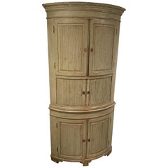 Late 18th Century Gray Painted Swedish Gustavian Curved Corner Cupboard