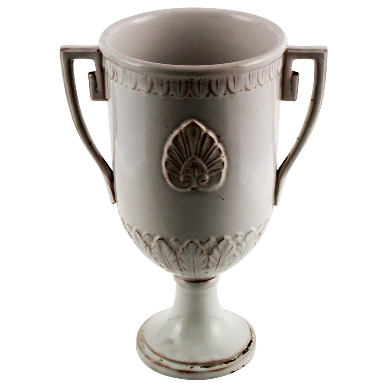Late 18th Century, Greek Classic Enameled Terracotta Vase Ceramiche di Este For Sale