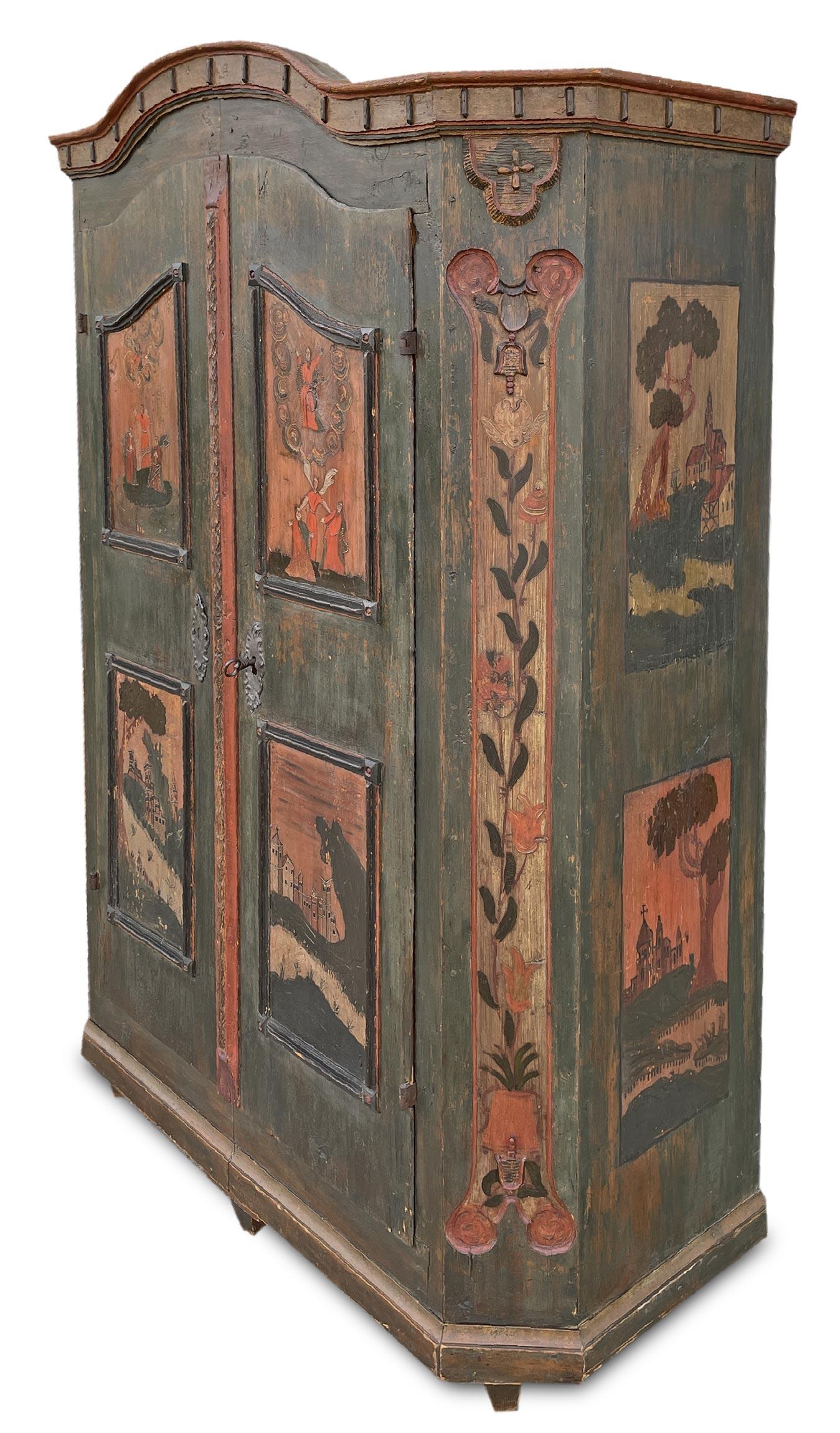 Rustic Late 18th Century Green Painted Cabinet For Sale
