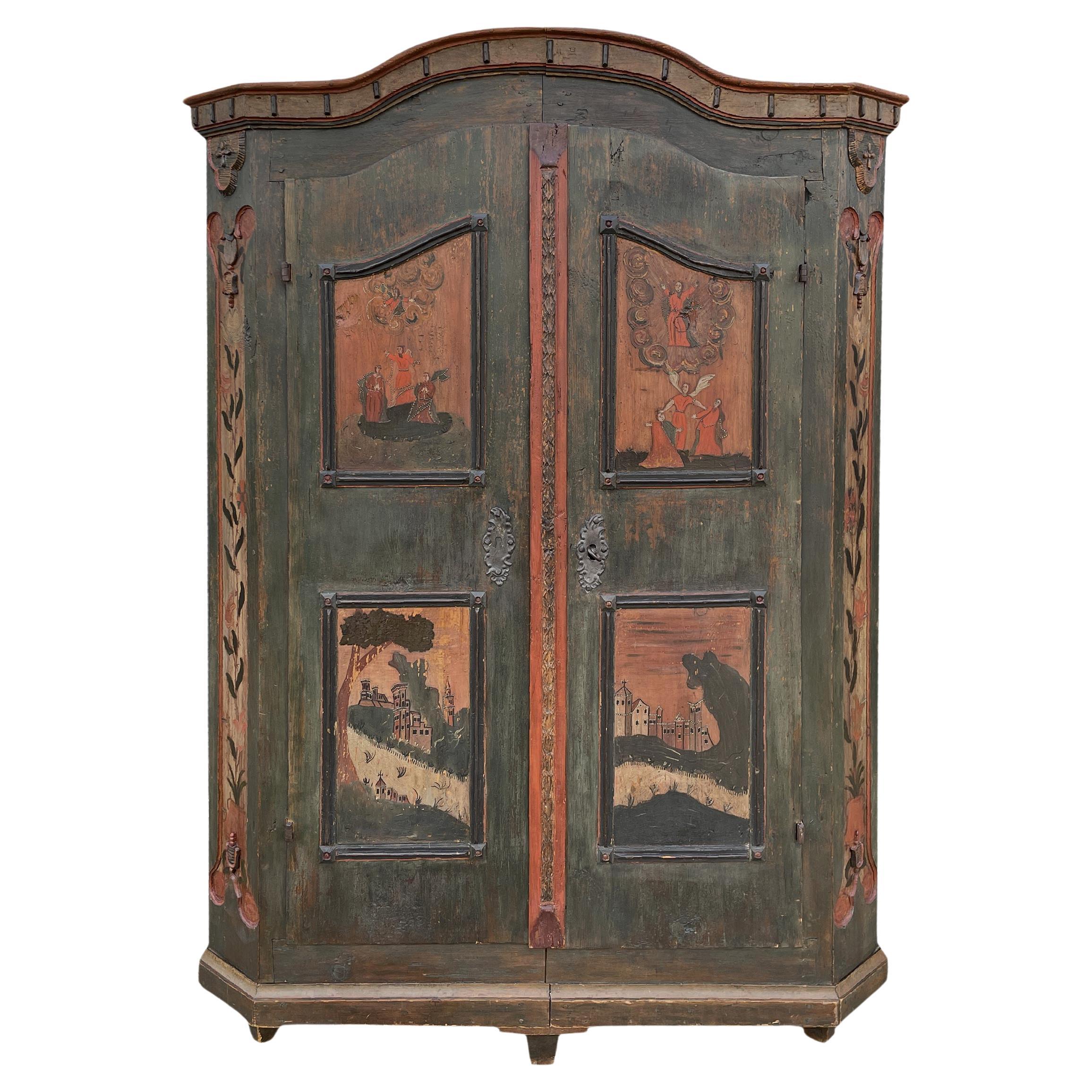 Late 18th Century Green Painted Cabinet