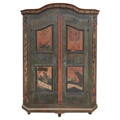 Antique Late 18th Century Green Painted Cabinet