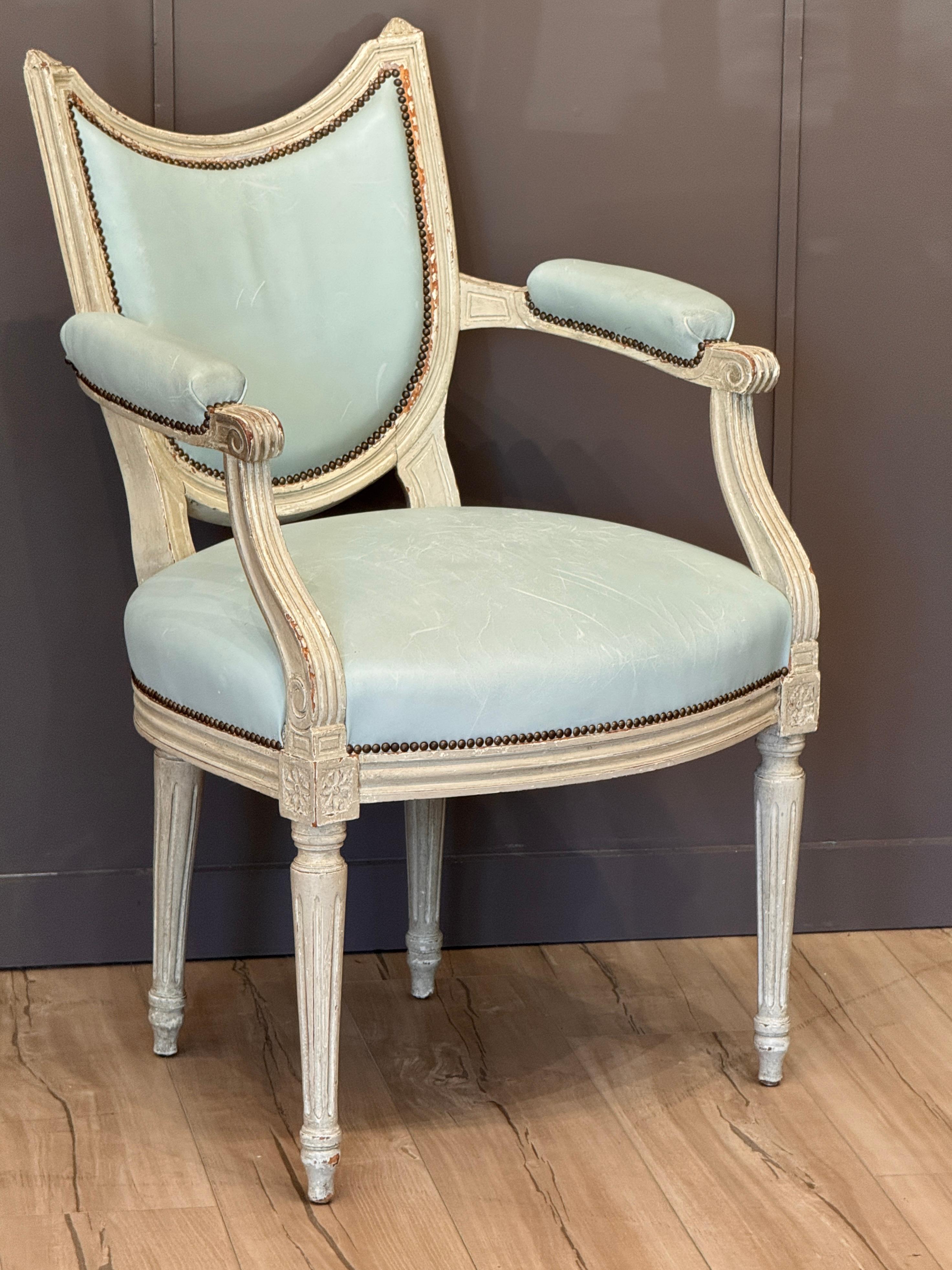Gustavian Late 18th Century Gustav III White-Painted and Upholstered Chair For Sale