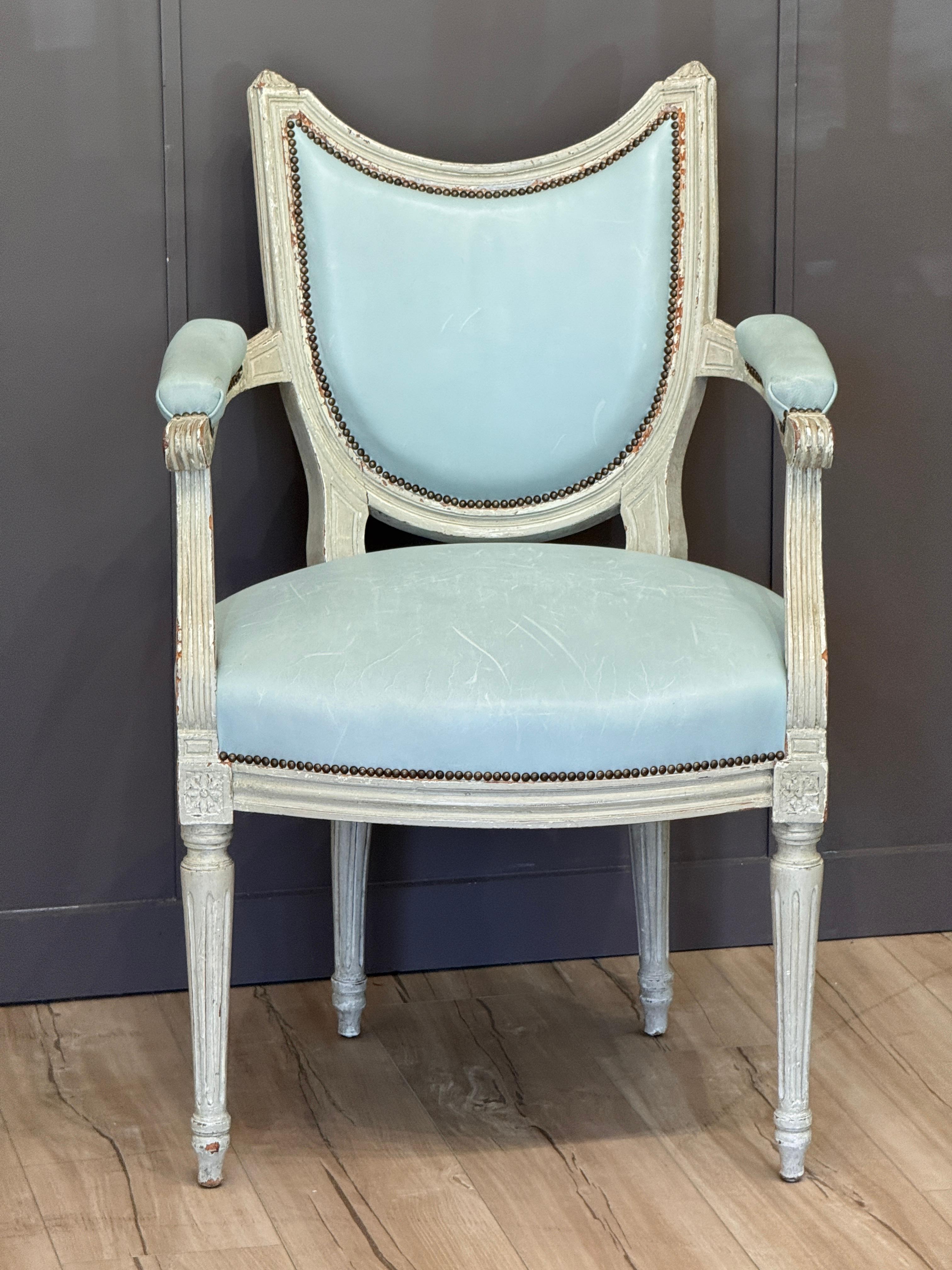 Swedish Late 18th Century Gustav III White-Painted and Upholstered Chair For Sale