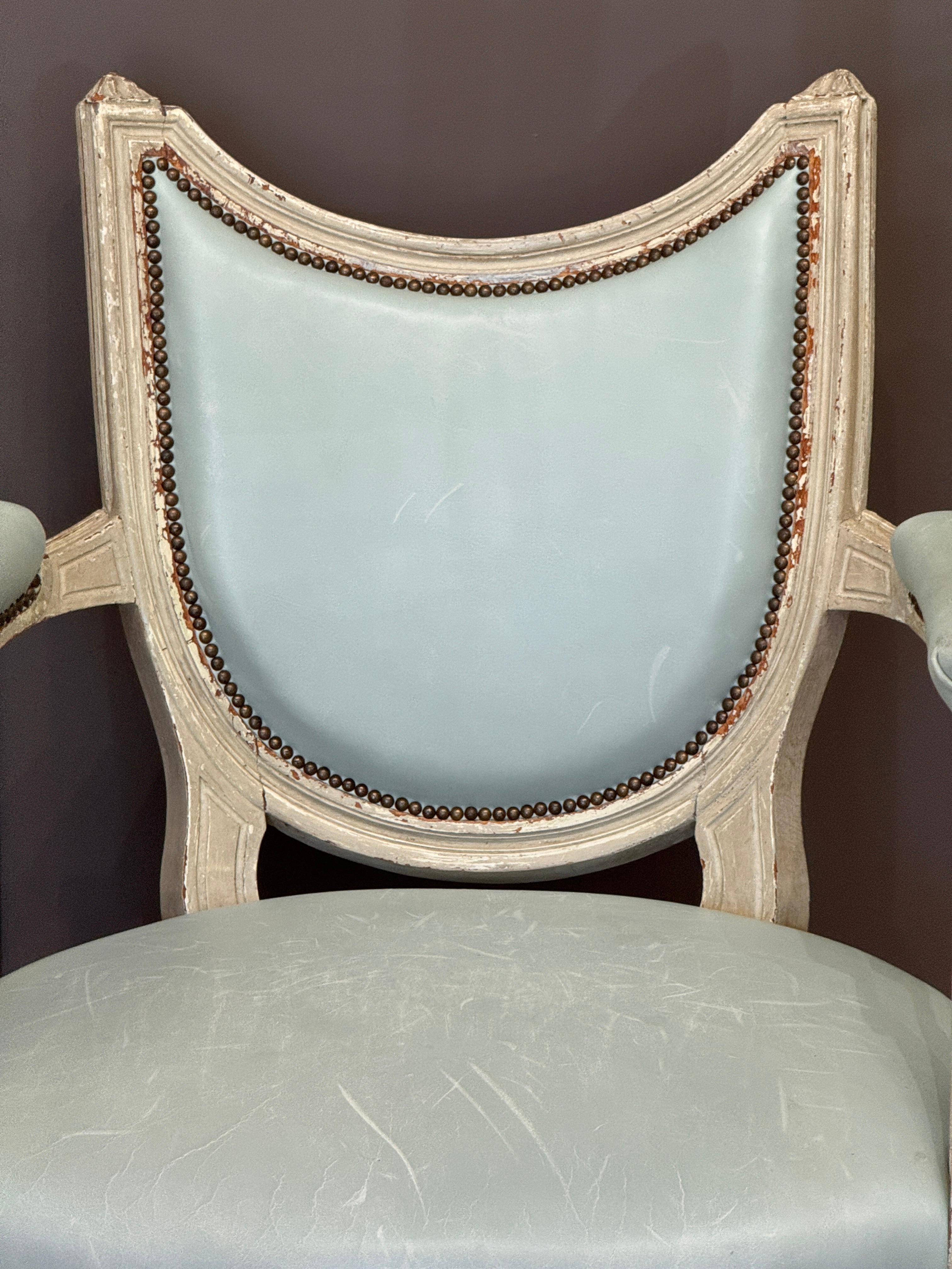 Late 18th Century Gustav III White-Painted and Upholstered Chair For Sale 2
