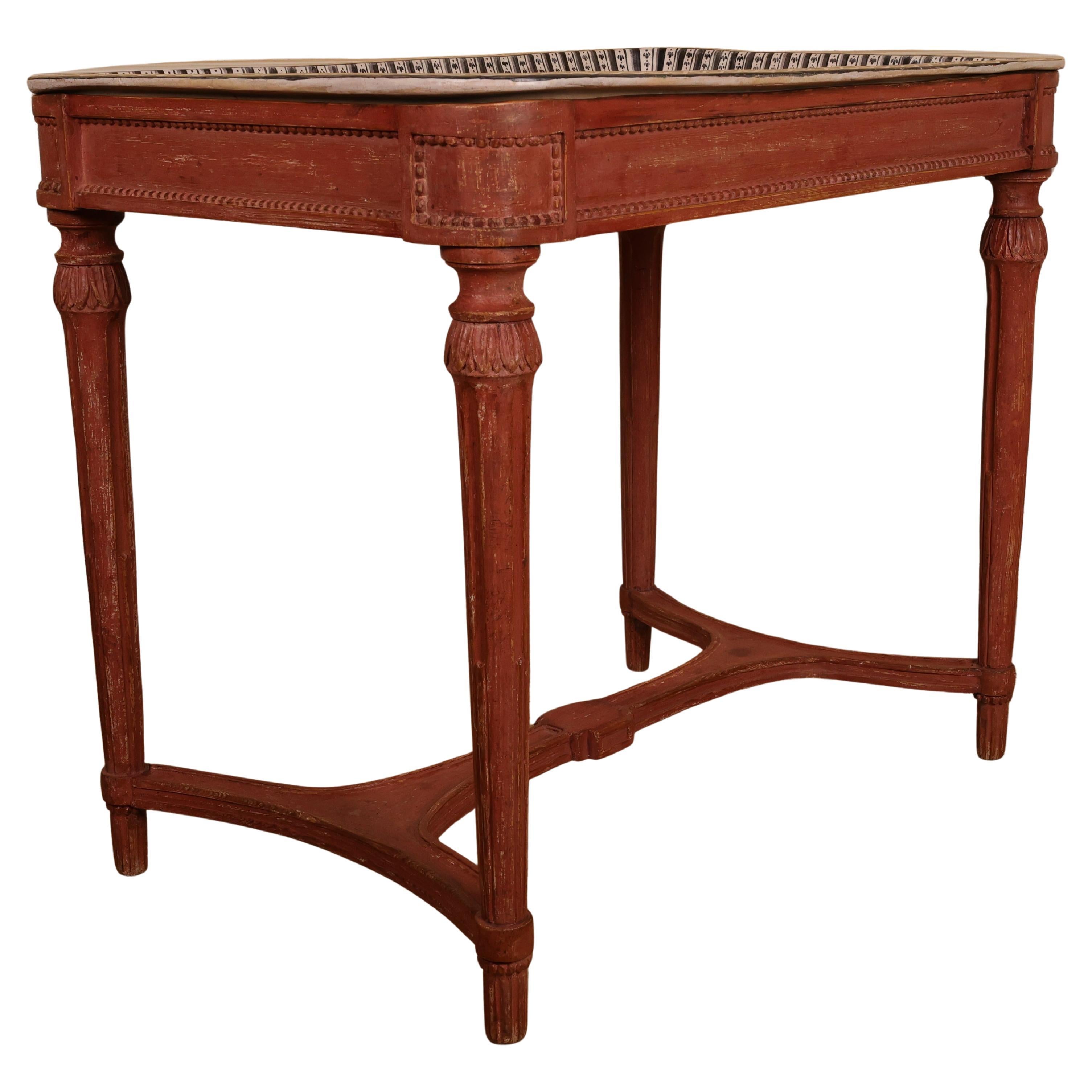 Late 18th Century Gustavian Faience Table with Red Stand
