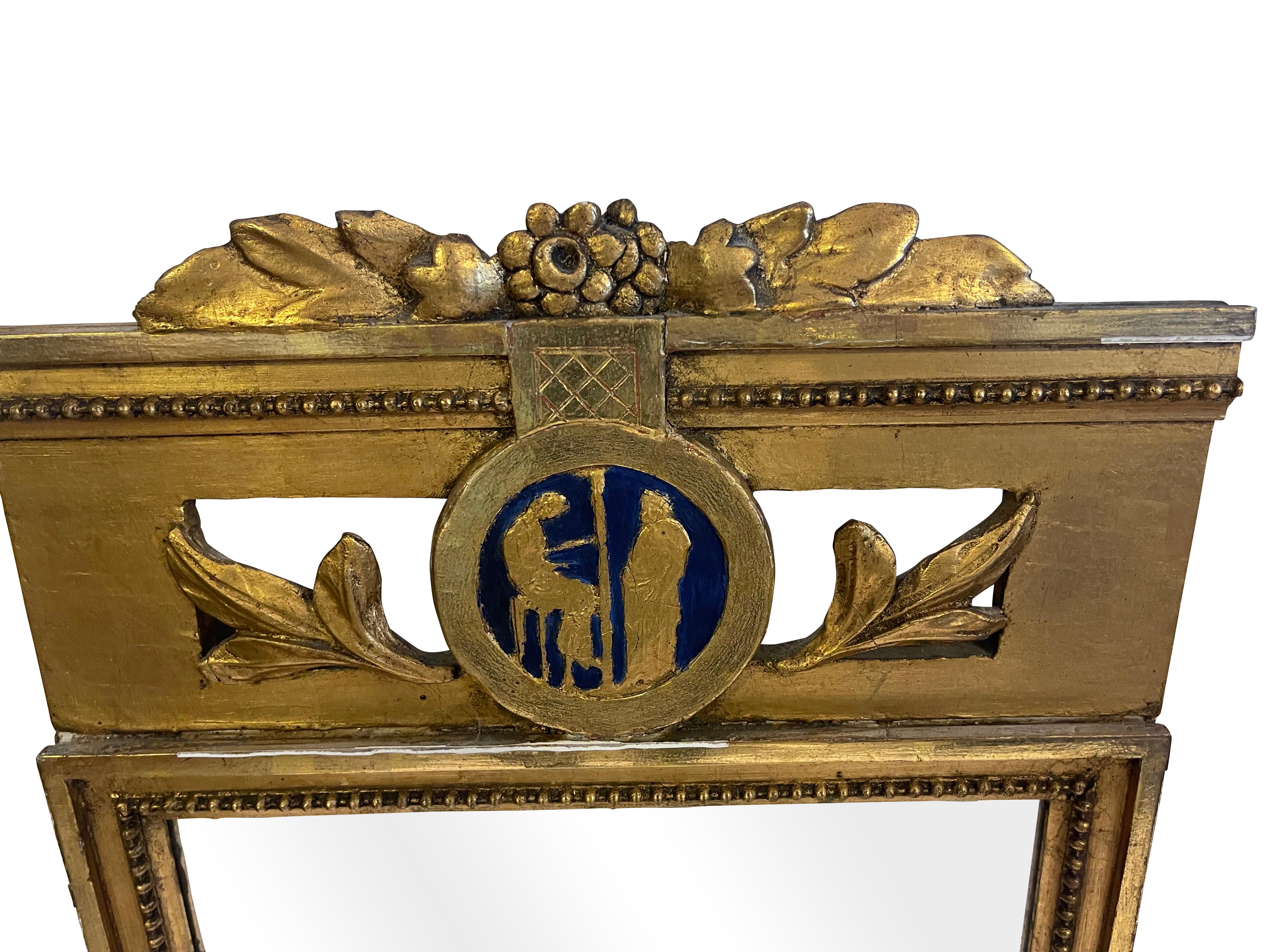 Late 18th Century Gustavian Gilt Swedish Mirror with Original Glass In Good Condition For Sale In Essex, MA