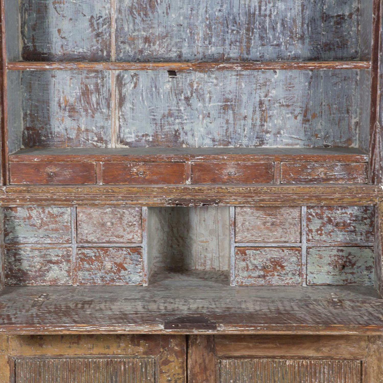 Wood Late 18th Century Gustavian Secretaire with Reeded Doors