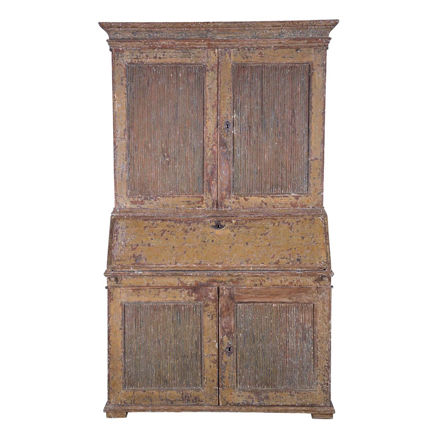 Late 18th Century Gustavian Secretaire with Reeded Doors