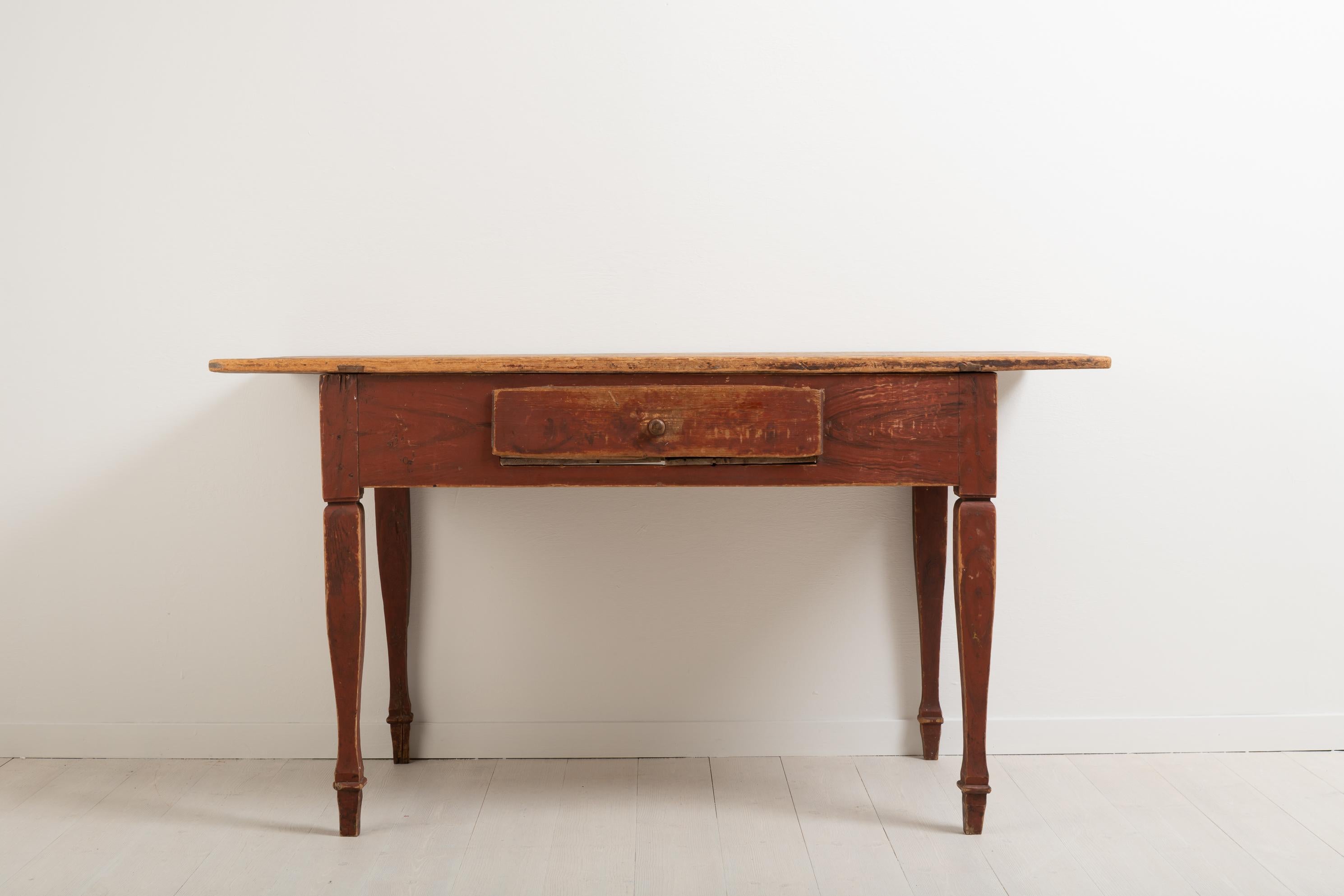 Hand-Crafted Antique Gustavian Work Table, Genuine Swedish Country Desk Table with Drawer For Sale