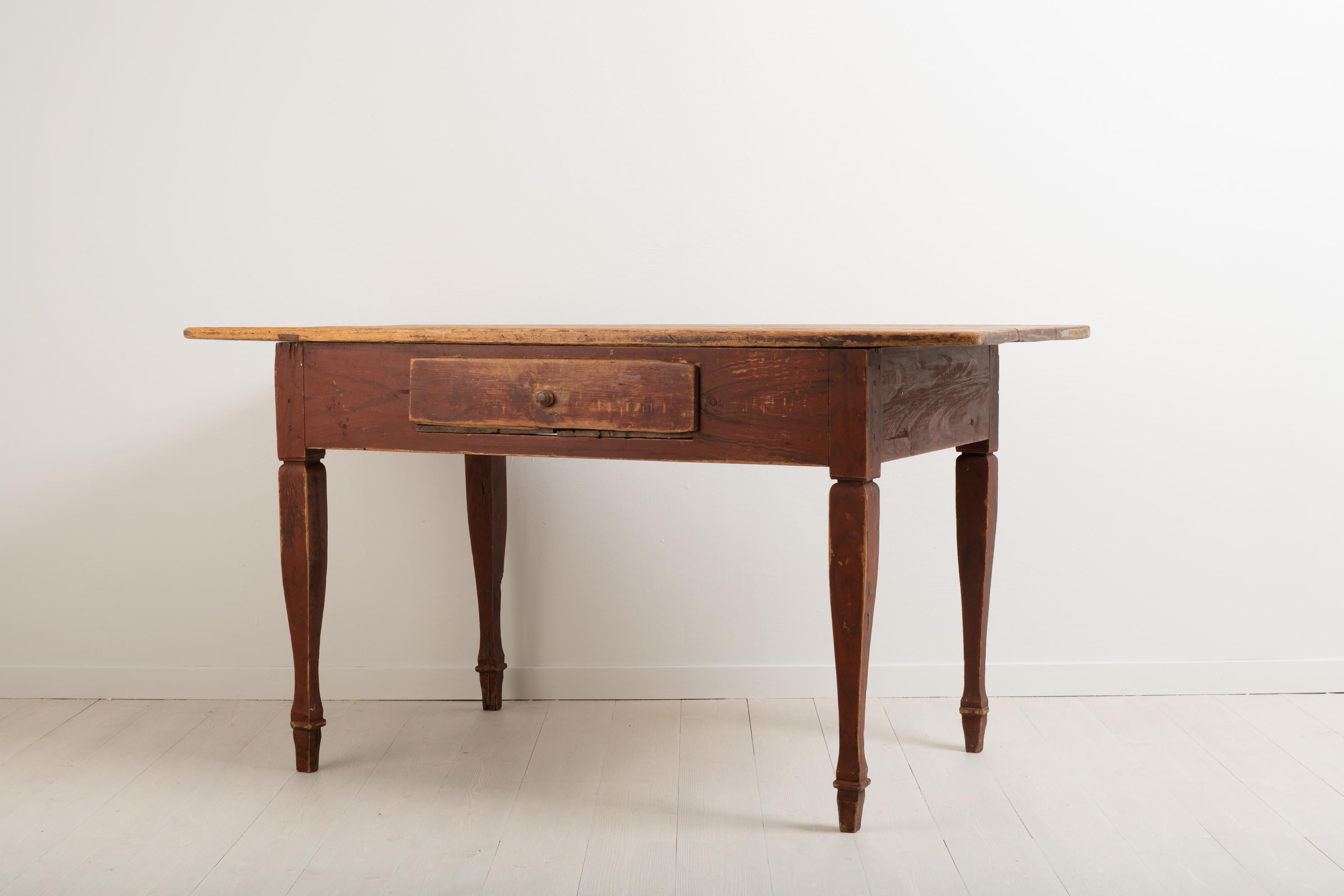 18th Century Antique Gustavian Work Table, Genuine Swedish Country Desk Table with Drawer For Sale