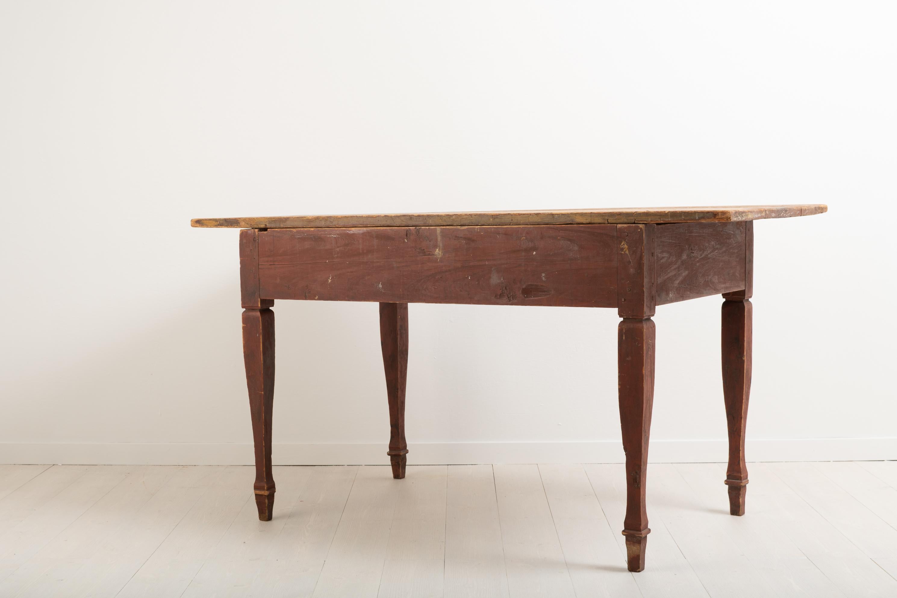 Pine Antique Gustavian Work Table, Genuine Swedish Country Desk Table with Drawer For Sale