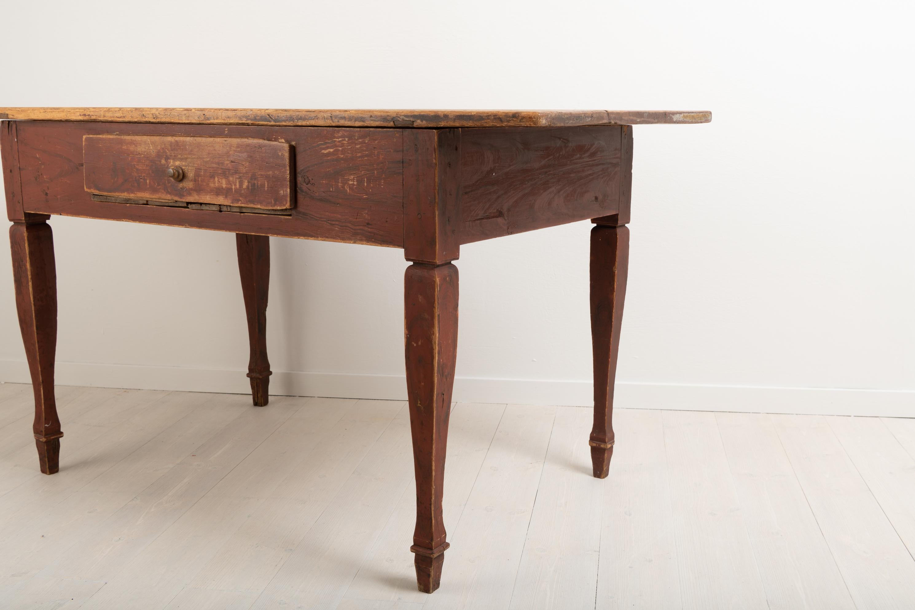 Antique Gustavian Work Table, Genuine Swedish Country Desk Table with Drawer For Sale 2