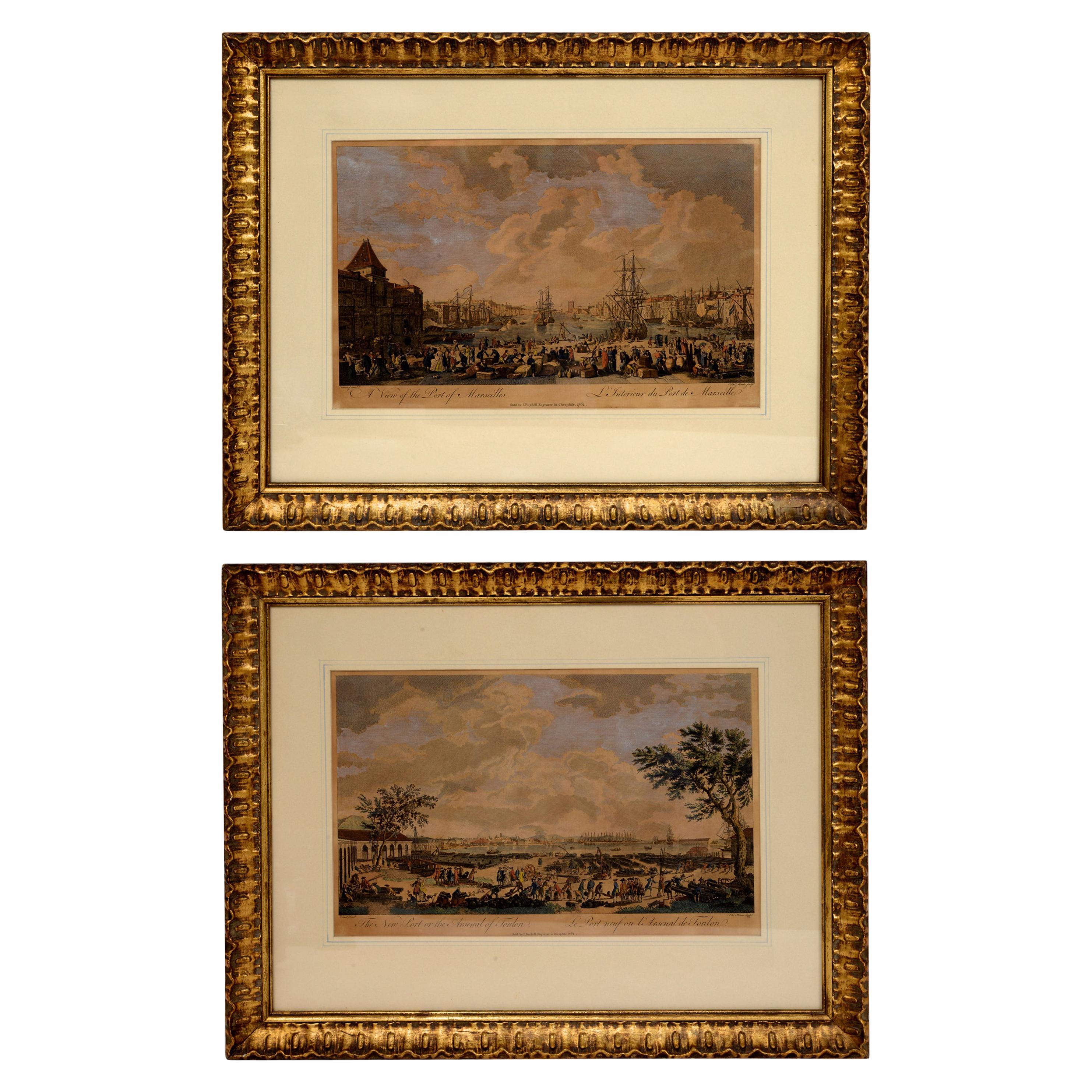 Late 18th Century Hand Colored Prints of Paintings by Claude-Joseph Vernet, Pair