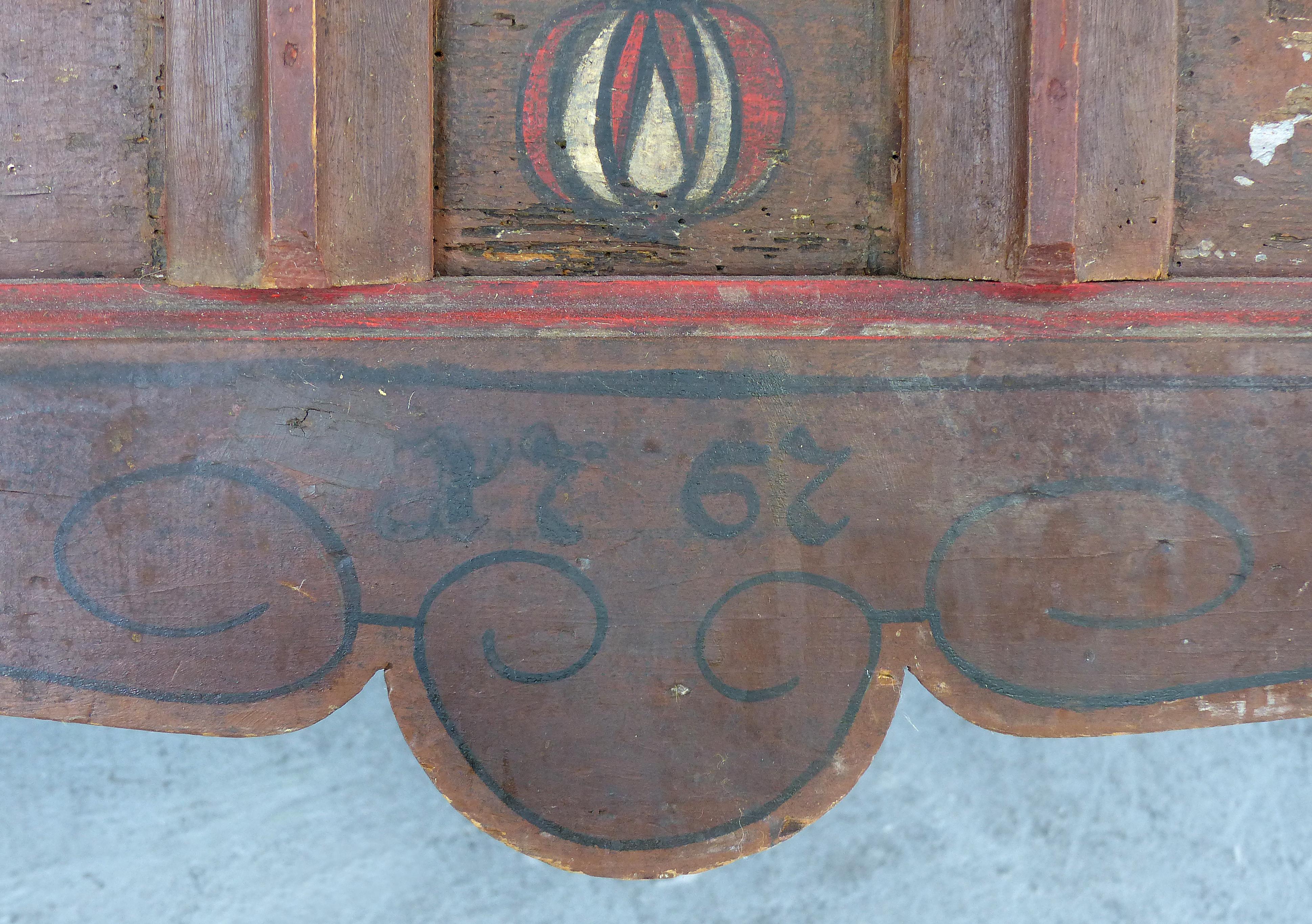Late 18th Century Hand Painted Bavarian Dowry Chest Dated 1767 For Sale 2