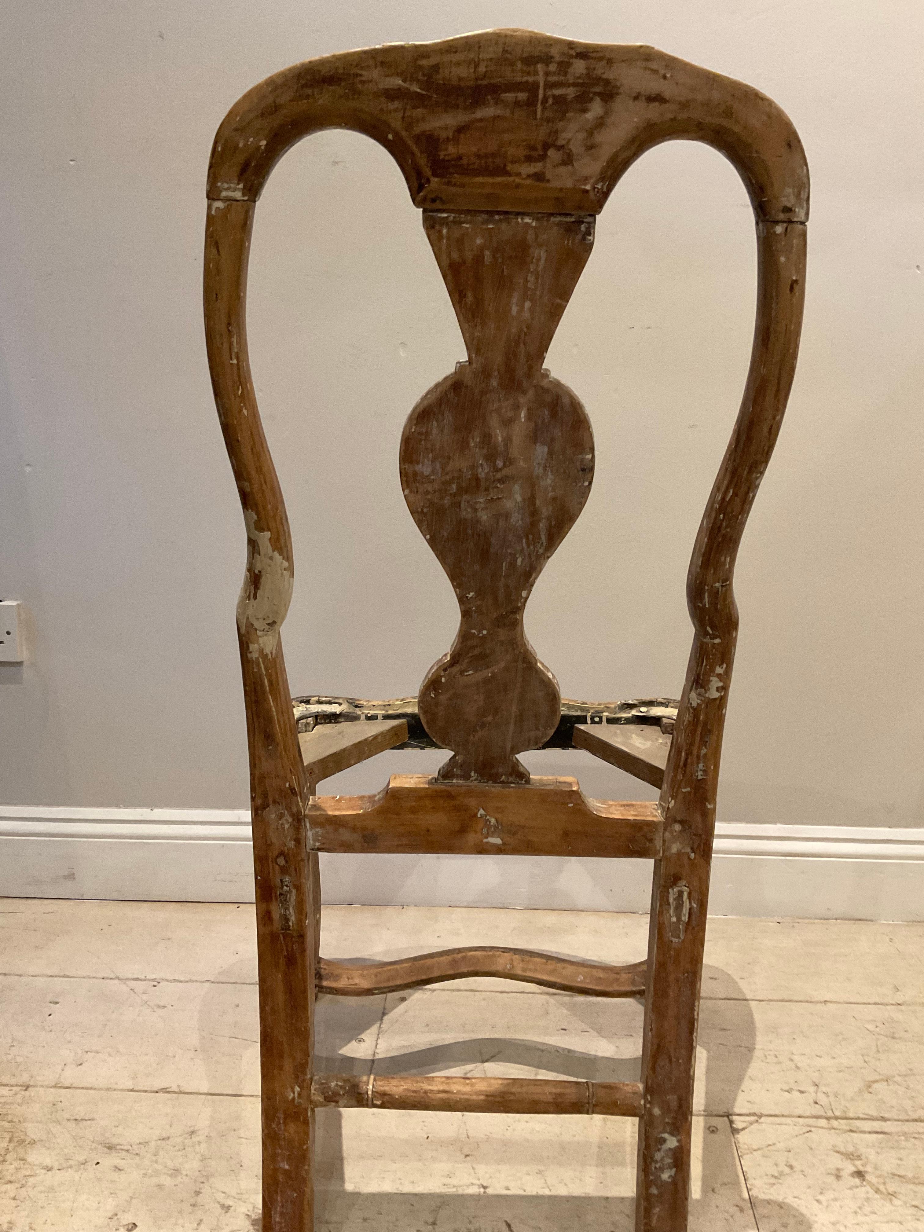Chaise suédoise à haut dossier de la fin du XVIIIe siècle avec assise en cuir en vente 6