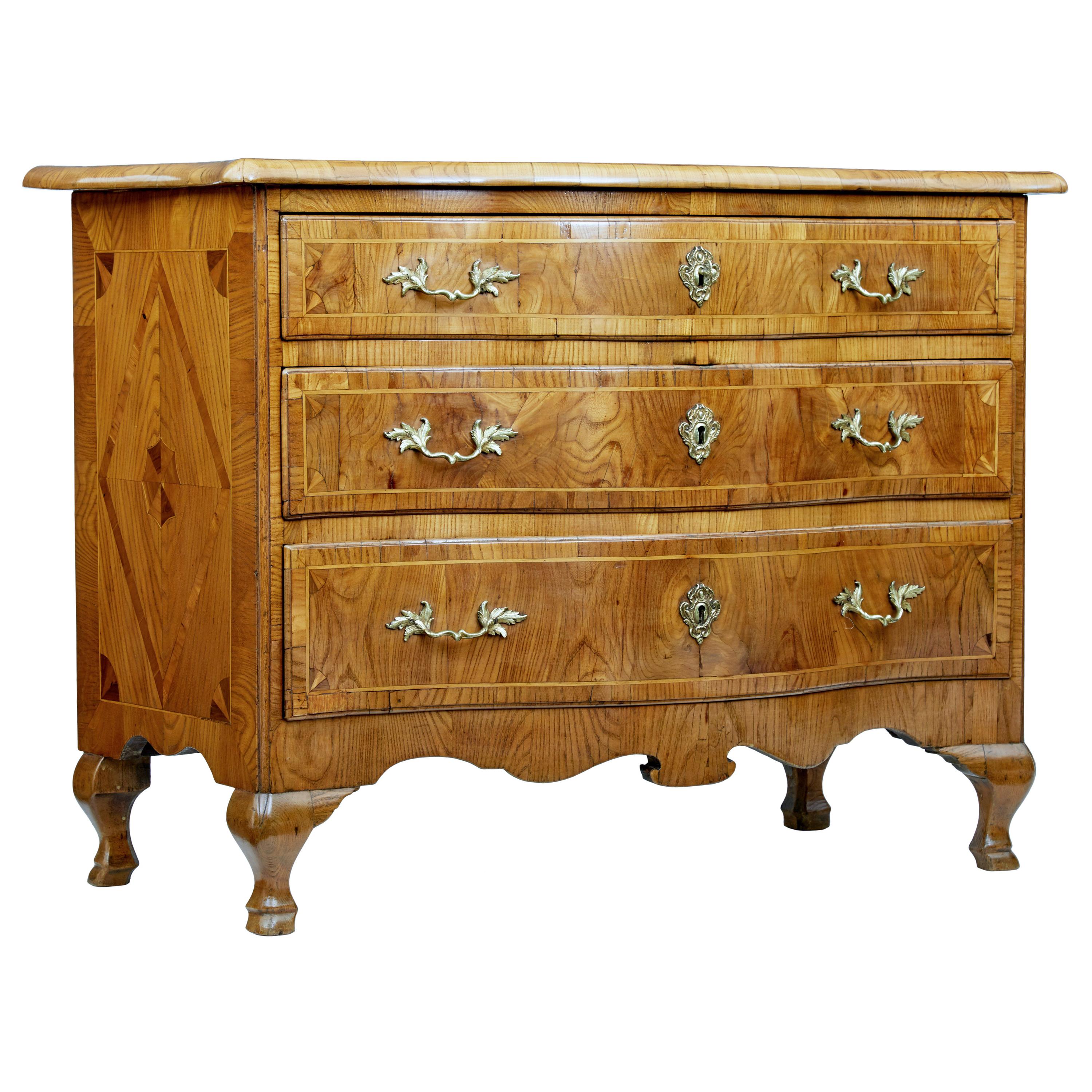 Late 18th Century Inlaid Burr Elm Rococo Commode