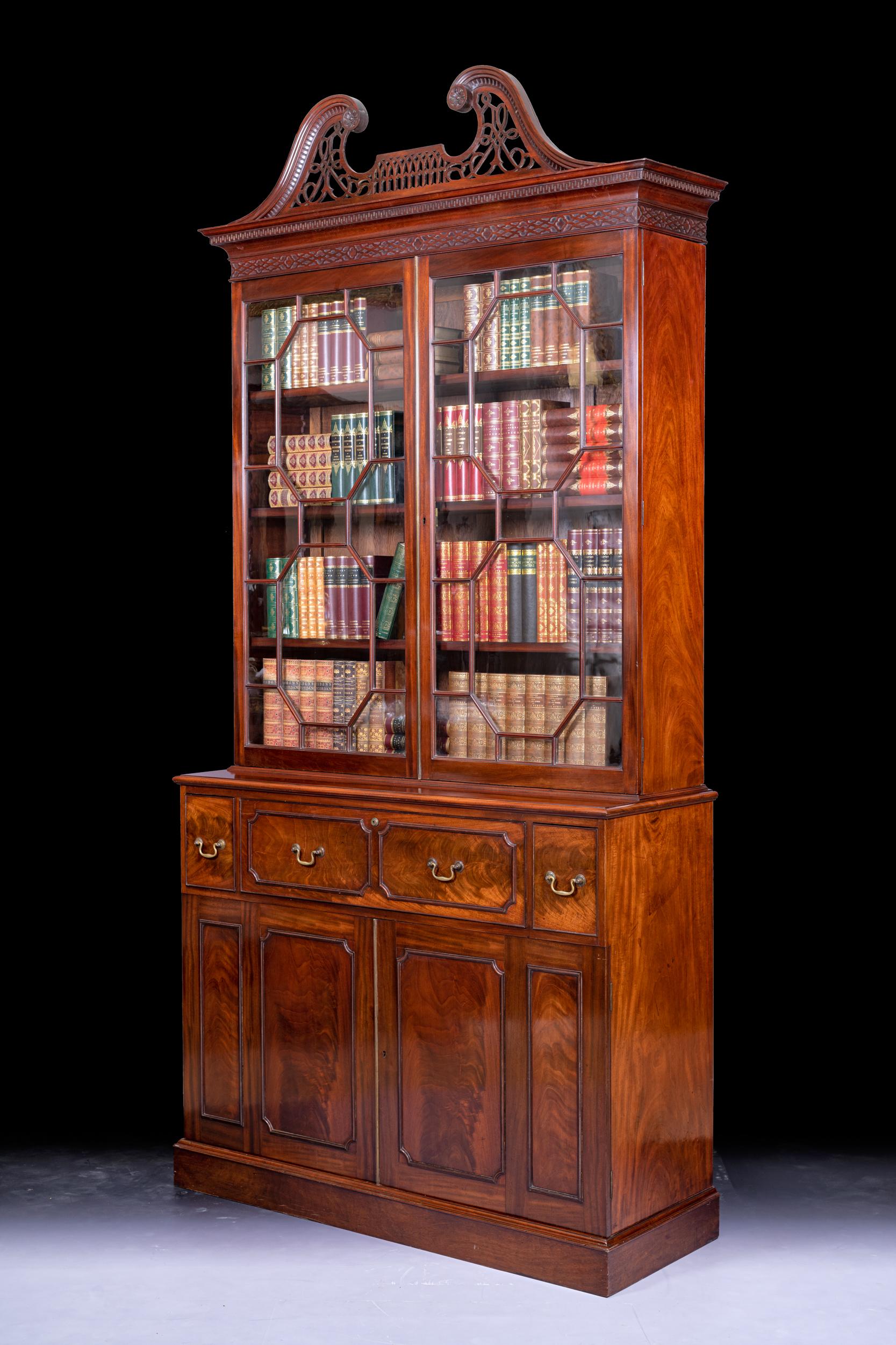 Wood Late 18th Century Irish Georgian Secretaire Bookcase  For Sale