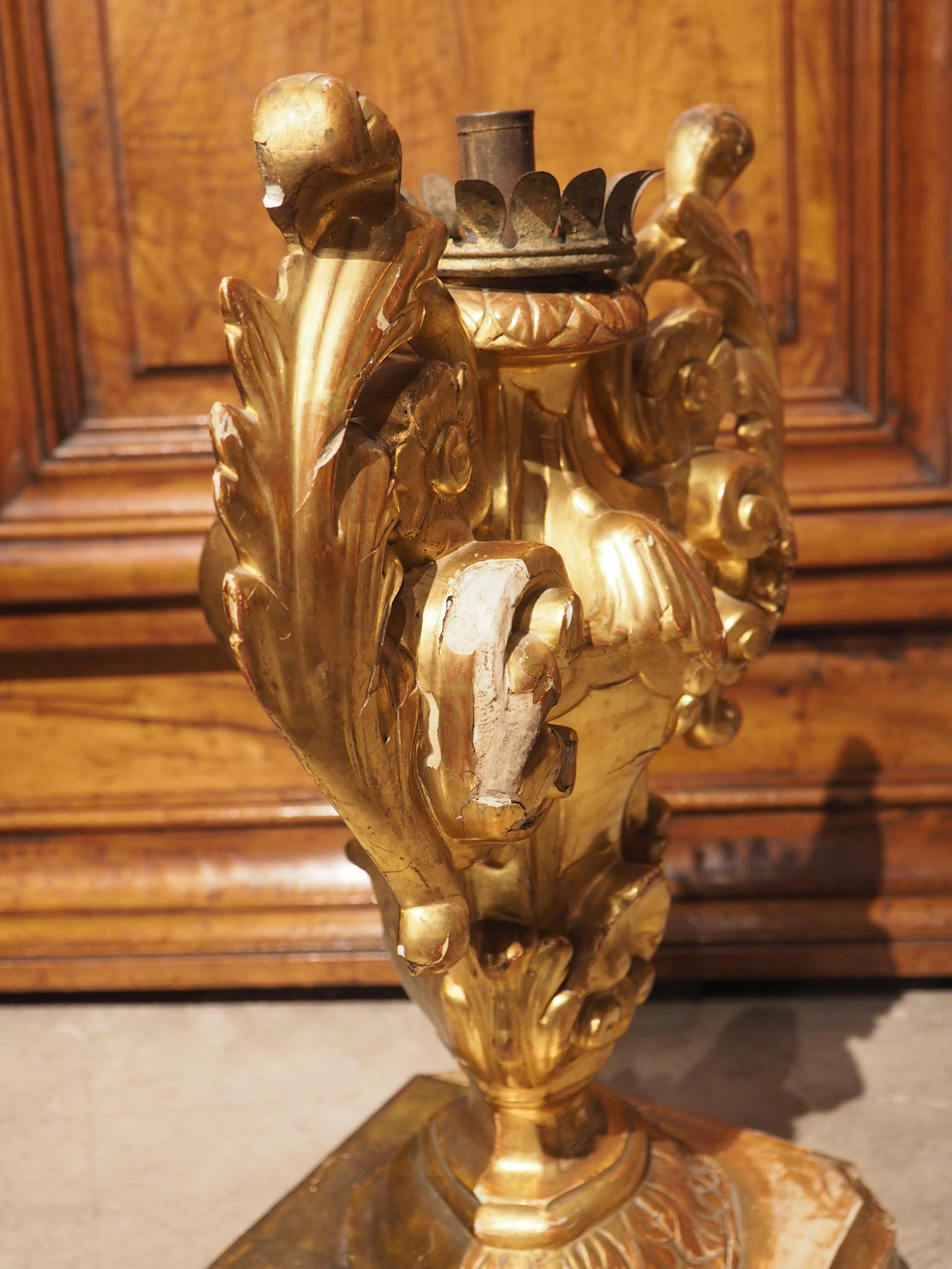 Late 18th Century Italian Baroque Giltwood Candleholder 6