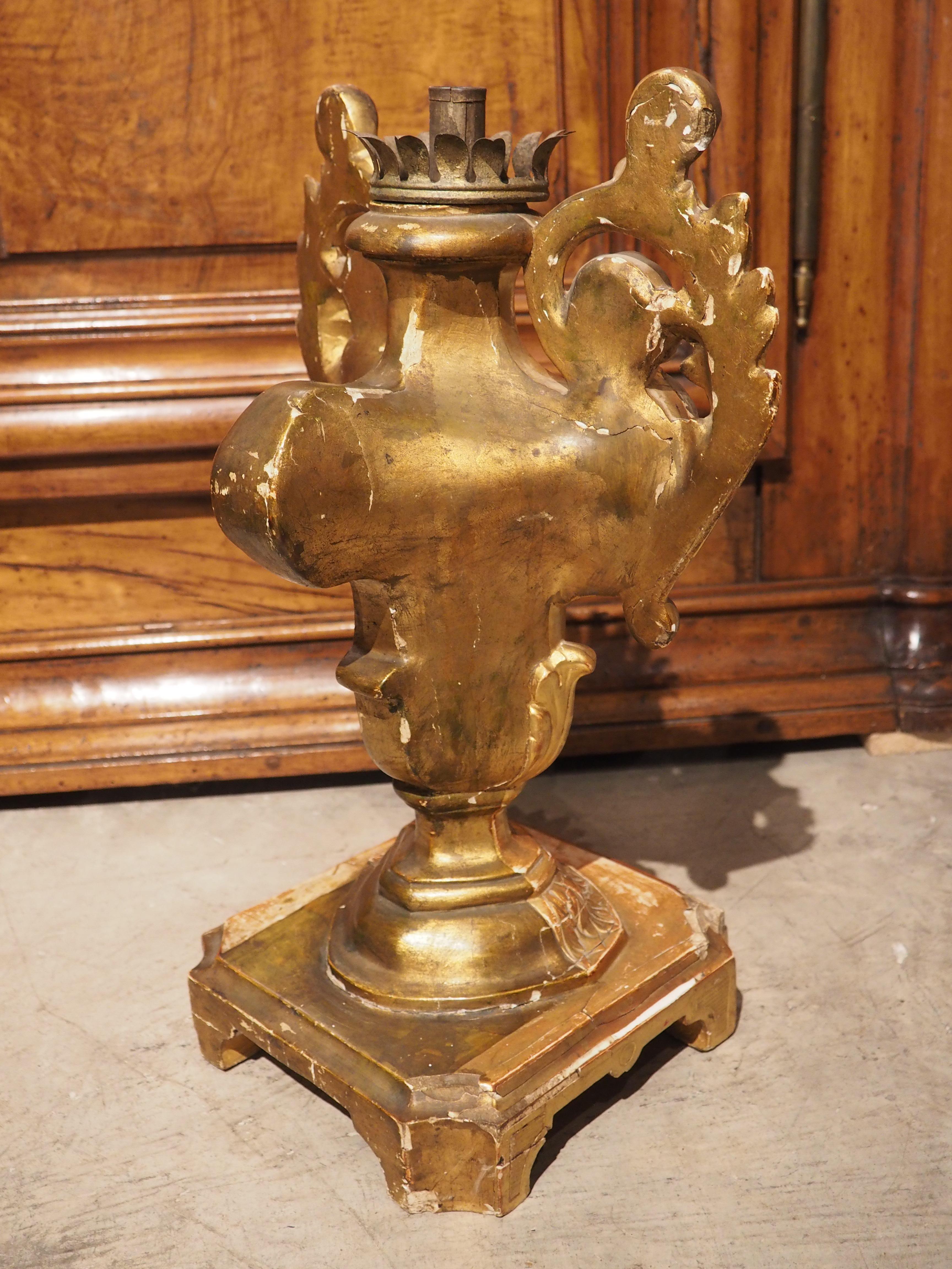 Late 18th Century Italian Baroque Giltwood Candleholder 7