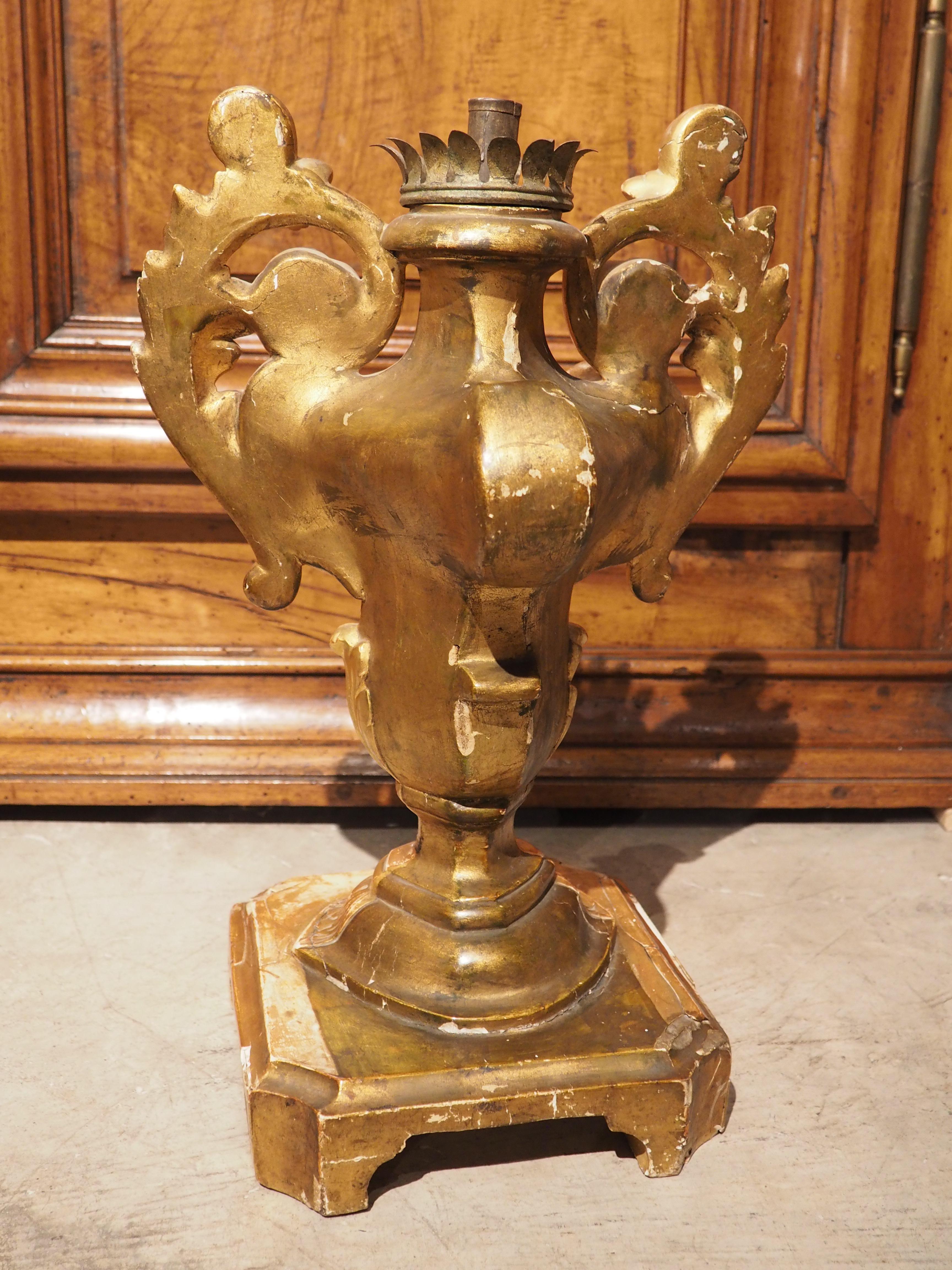 Late 18th Century Italian Baroque Giltwood Candleholder 8