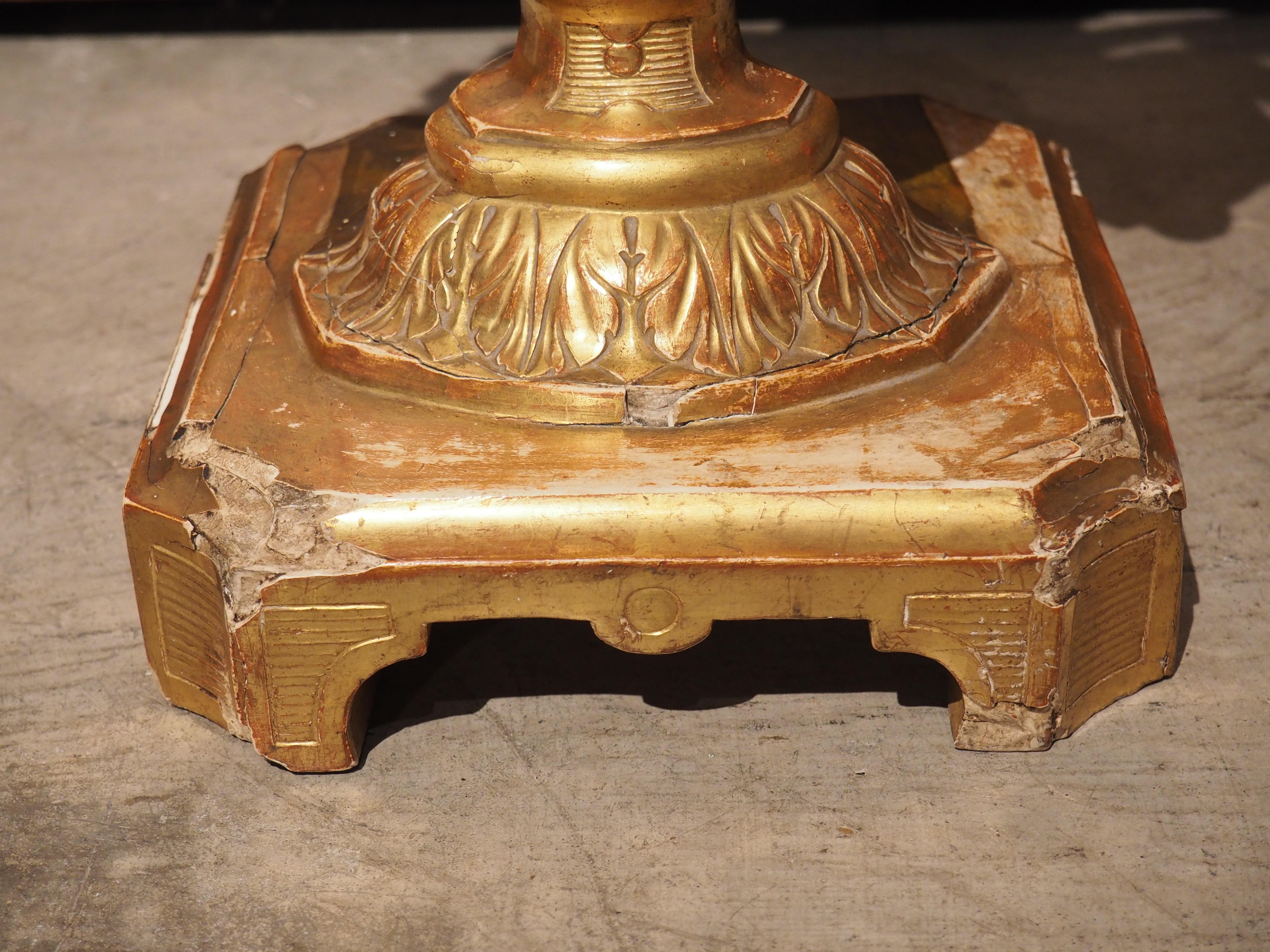 Late 18th Century Italian Baroque Giltwood Candleholder In Good Condition In Dallas, TX