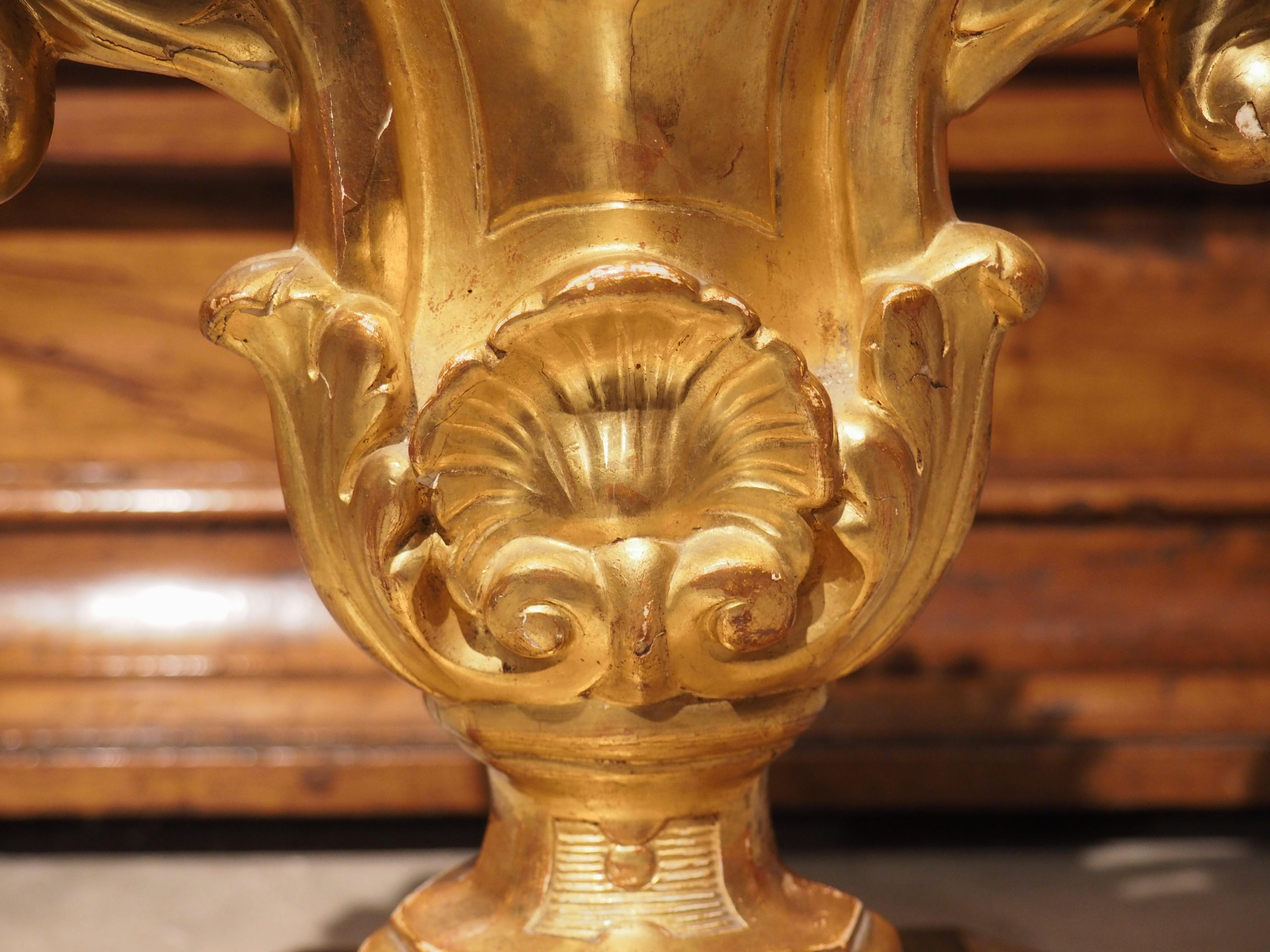 Late 18th Century Italian Baroque Giltwood Candleholder 2