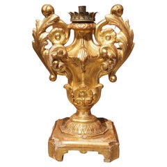 Late 18th Century Italian Baroque Giltwood Candleholder