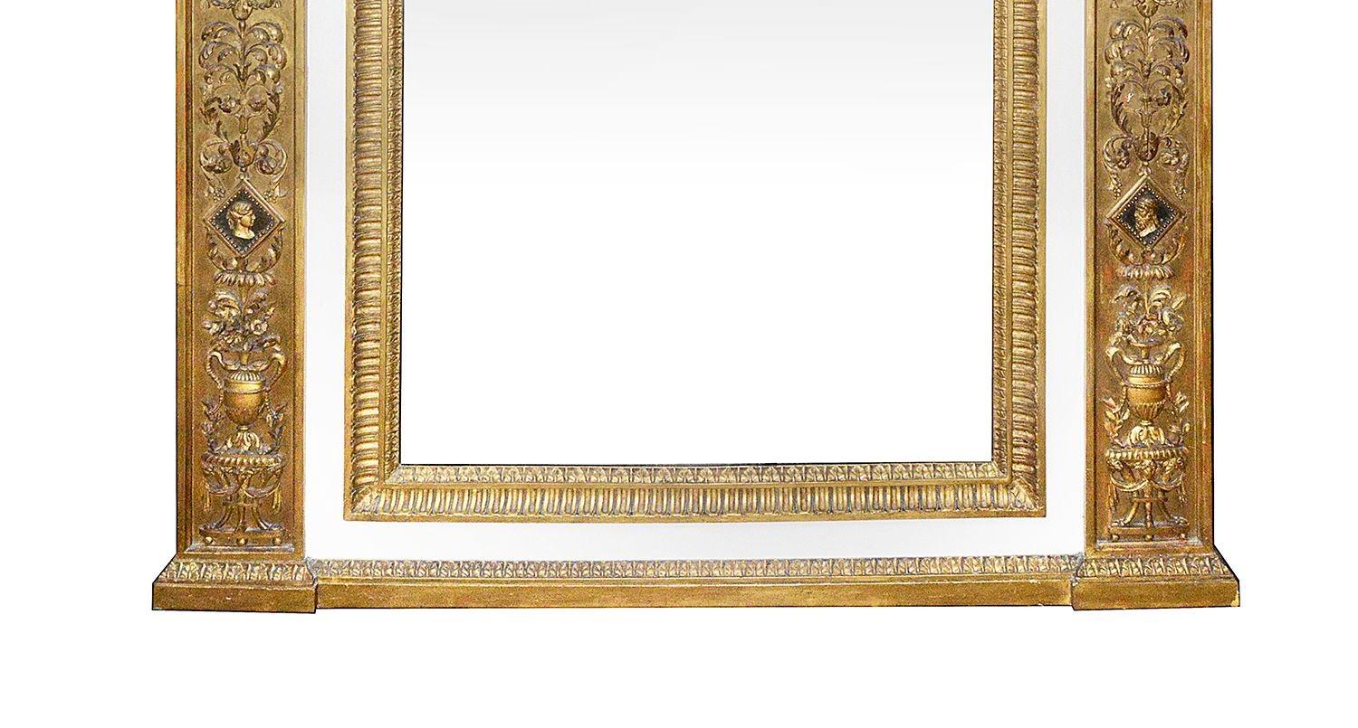 Gesso Late 18th Century Italian carved gilt wood and gesso wall mirror. For Sale