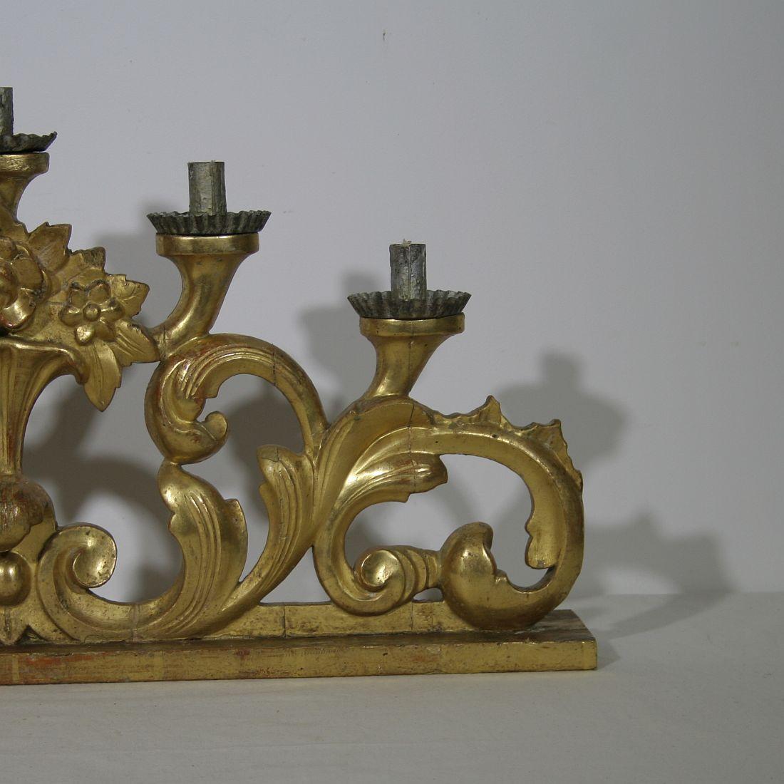 Late 18th Century Italian Carved Giltwood Baroque Candleholder 2