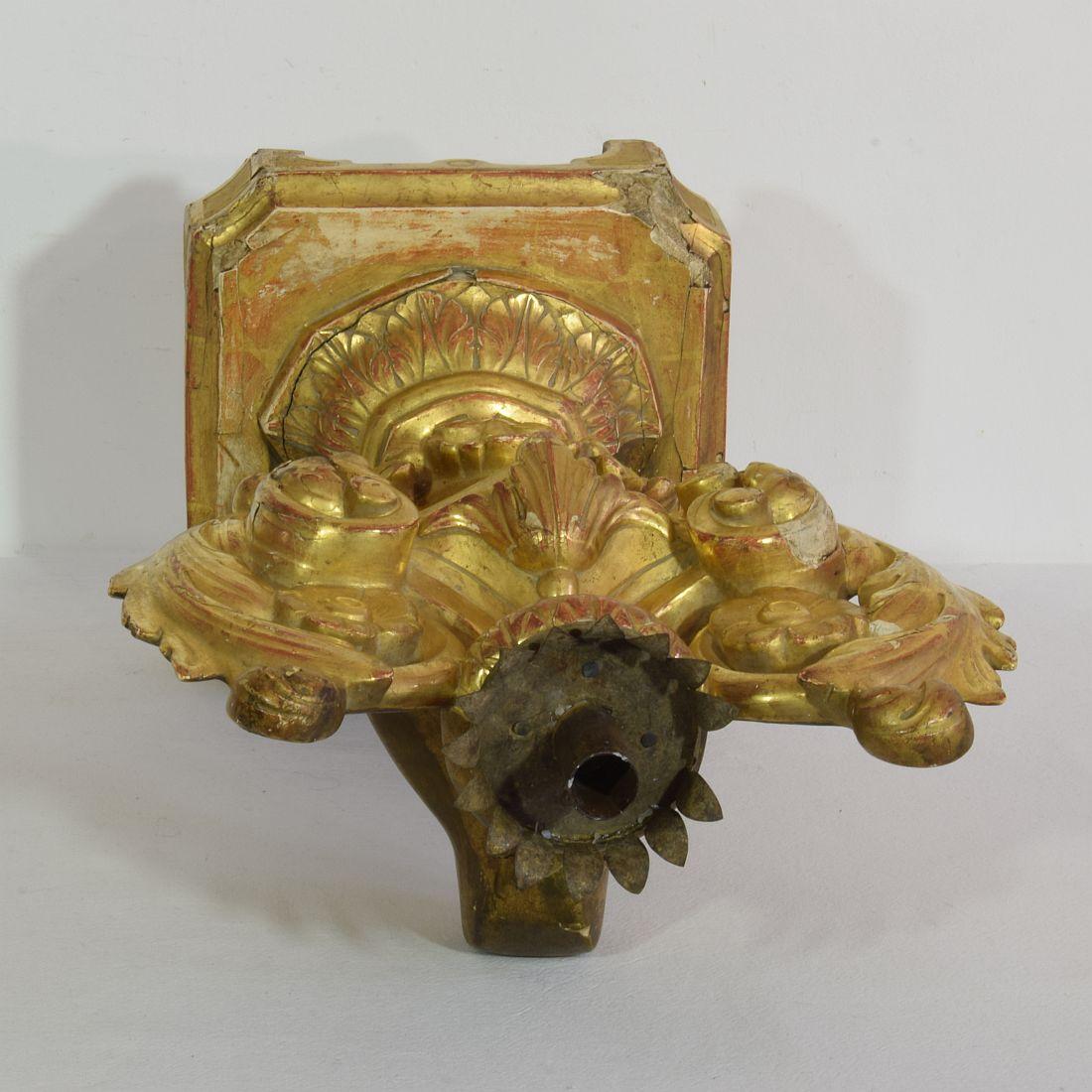 Late 18th Century Italian Carved Giltwood Baroque Candleholder 12