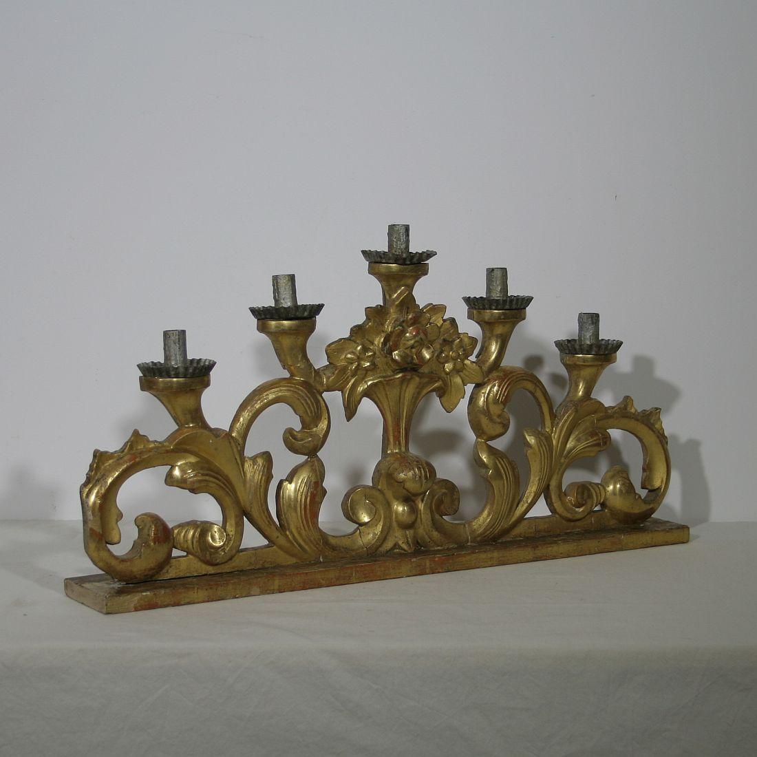 Late 18th Century Italian Carved Giltwood Baroque Candleholder (Barock)