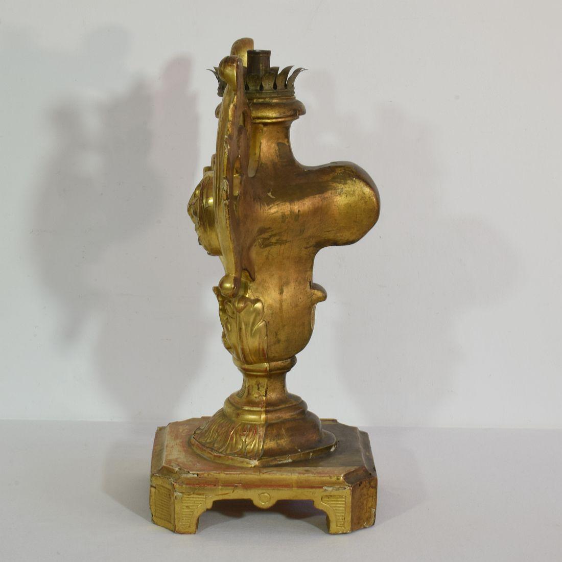 Late 18th Century Italian Carved Giltwood Baroque Candleholder 3