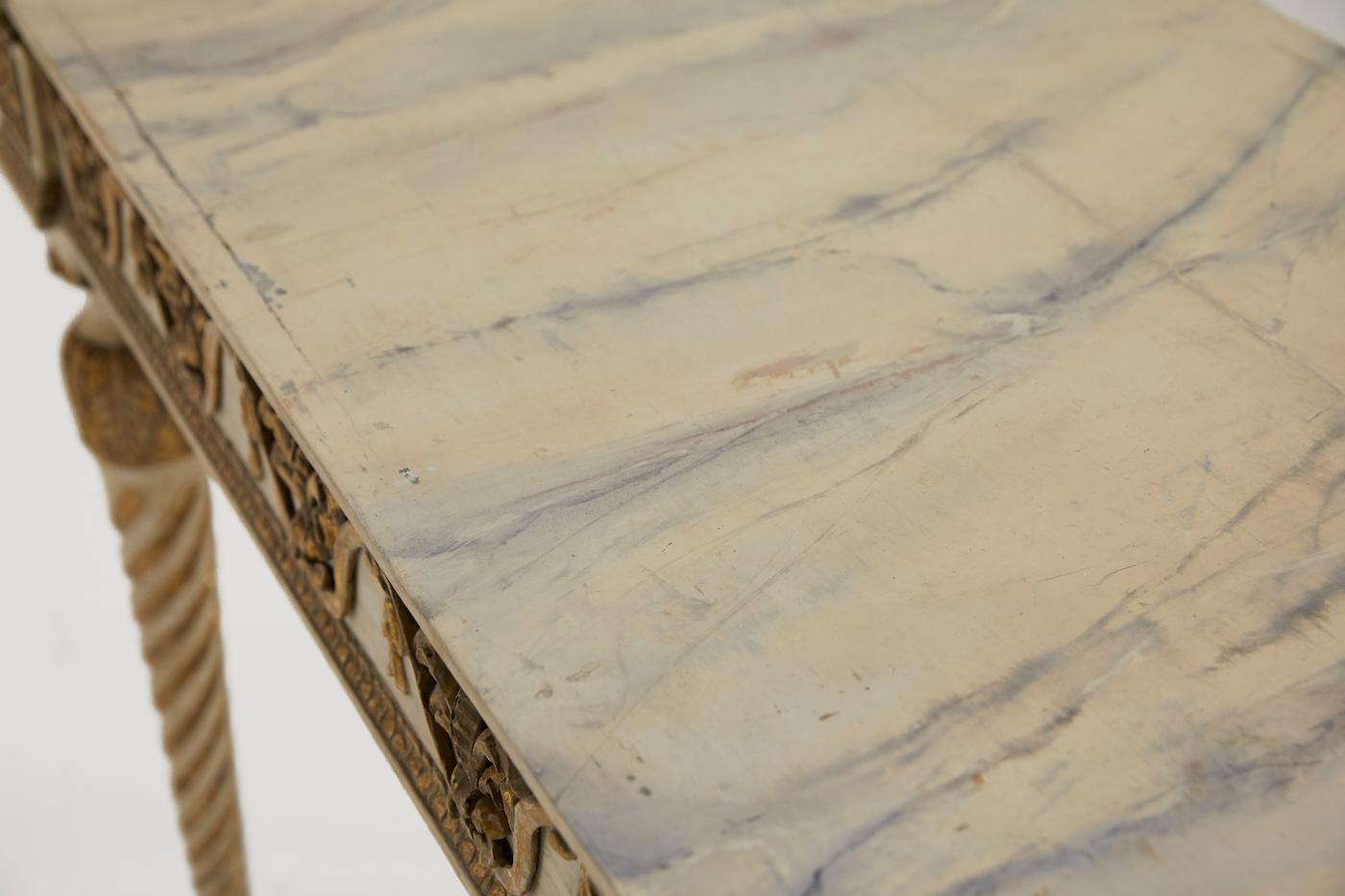 18th Century and Earlier Late 18th Century Italian Carved Giltwood and Painted Console Table