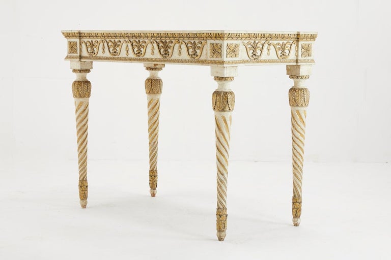 Wood Late 18th Century Italian Carved Giltwood and Painted Console Table