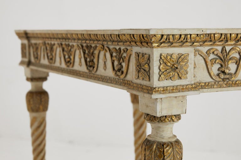 Late 18th Century Italian Carved Giltwood and Painted Console Table 1